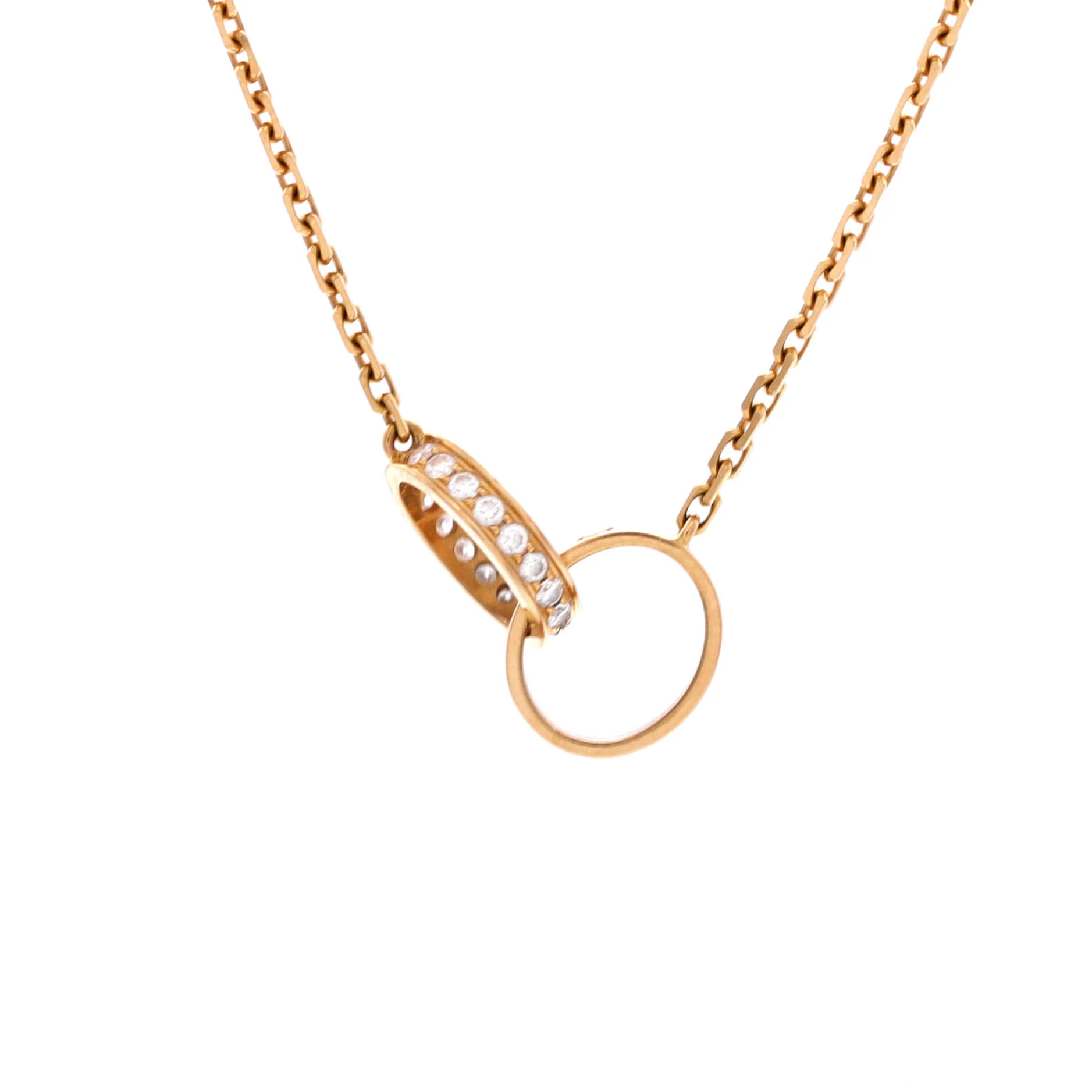 Love Interlocking Necklace 18K Rose Gold with Diamonds