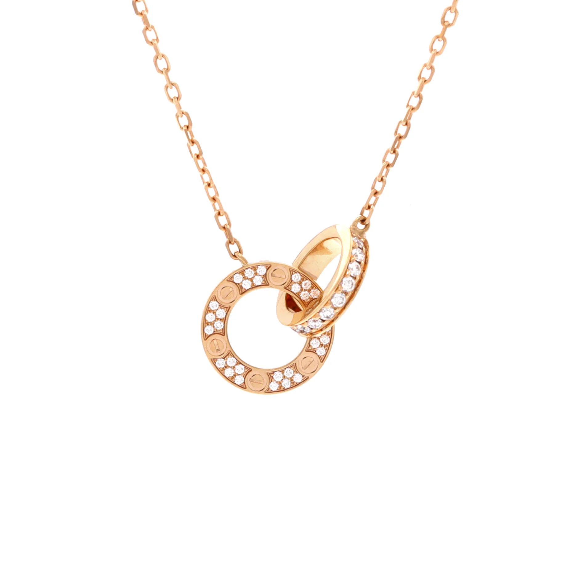 Love Interlocking Pave Necklace 18K Rose Gold and Diamonds