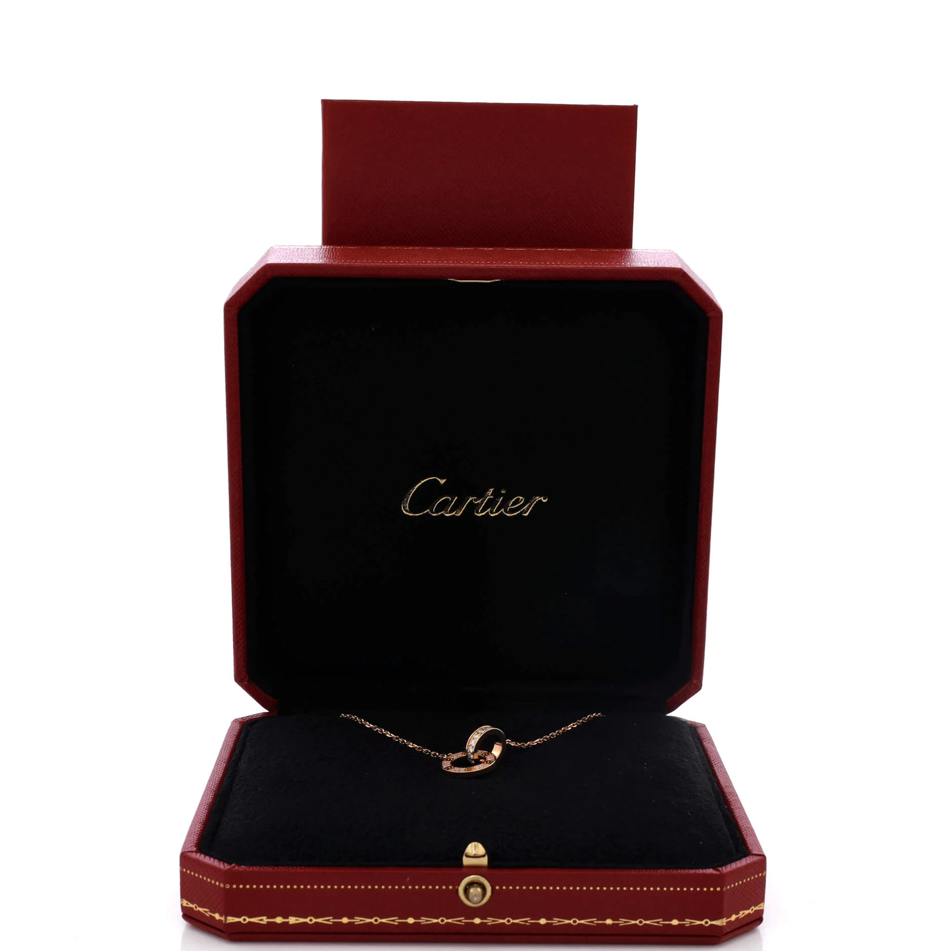 Love Interlocking Pave Necklace 18K Rose Gold and Diamonds - Image 2