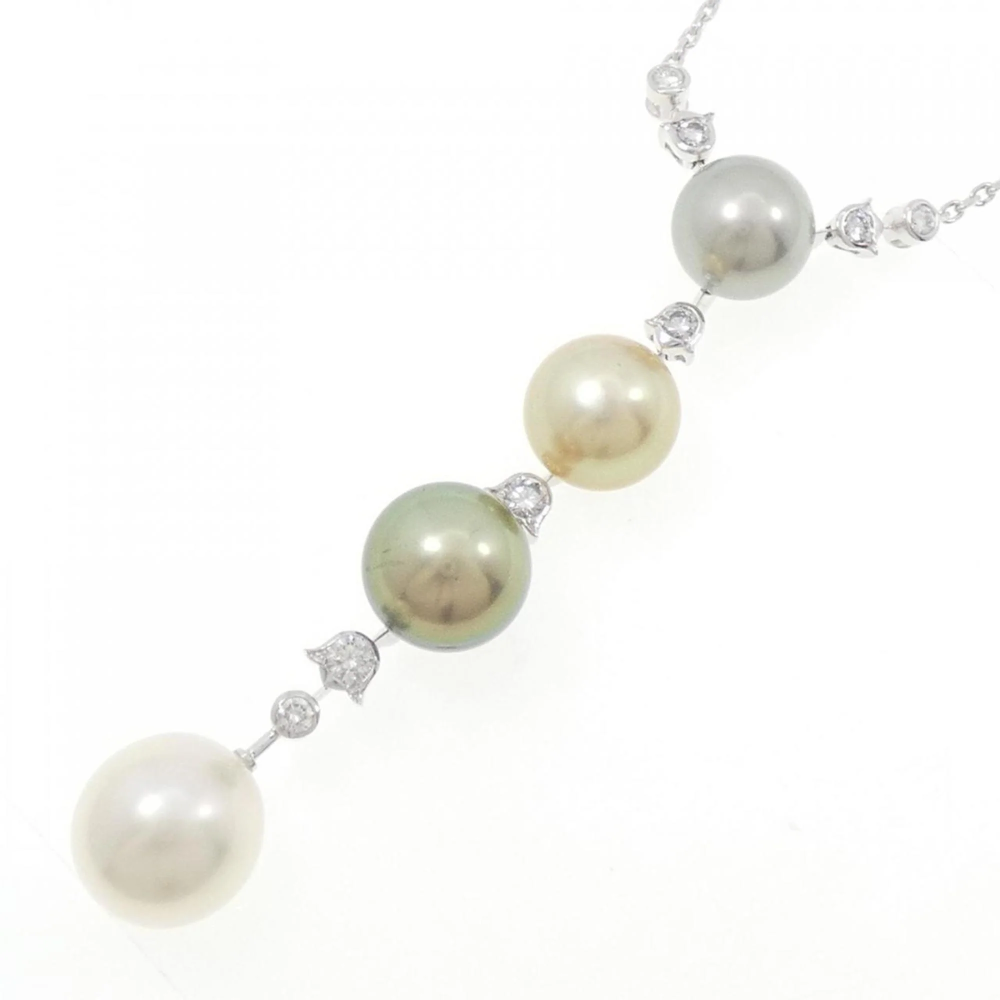 Pendant Necklace 18K White Gold With Diamond and Pearl - Image 3