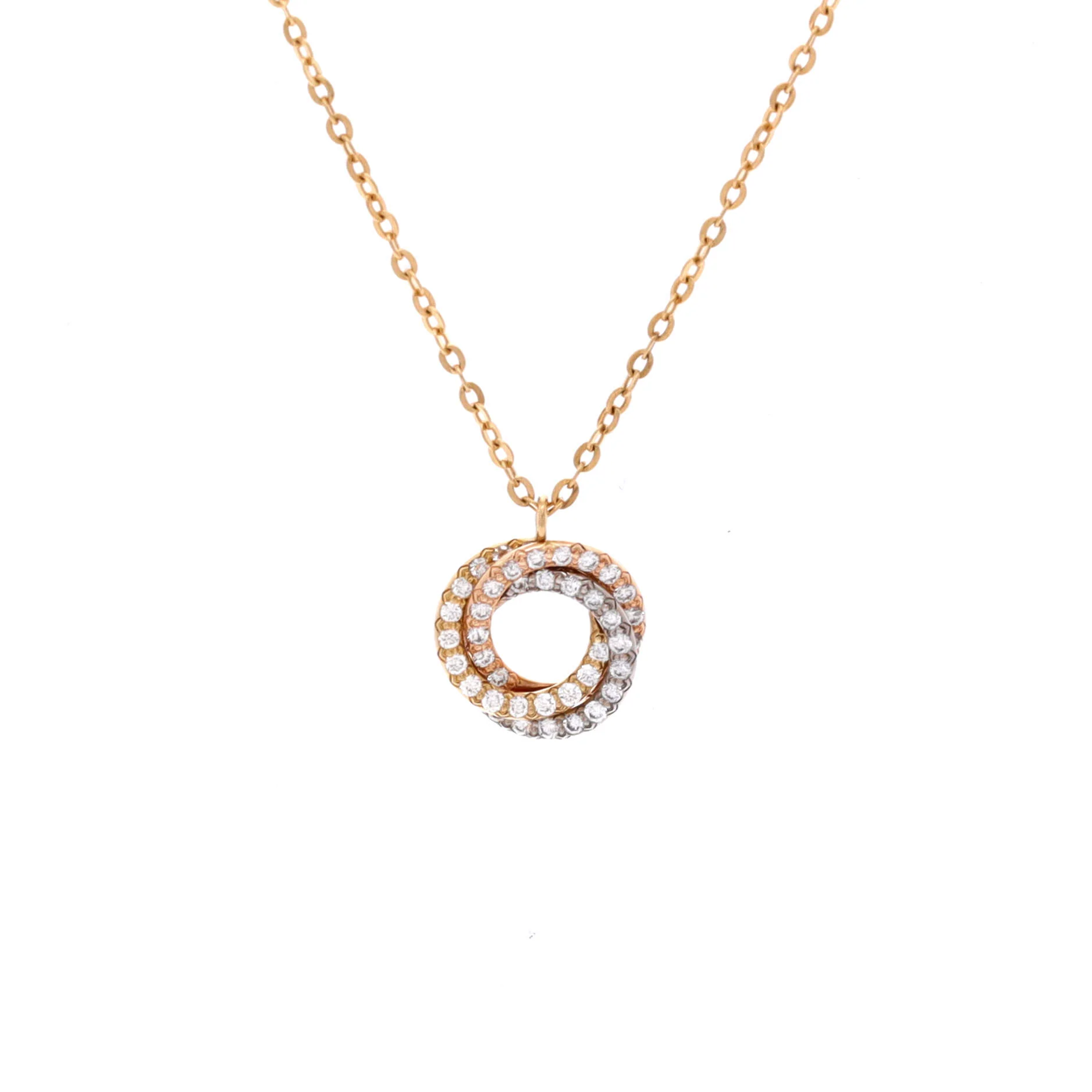 Trinity Choker Necklace 18K Tricolor Gold with Pave Diamonds