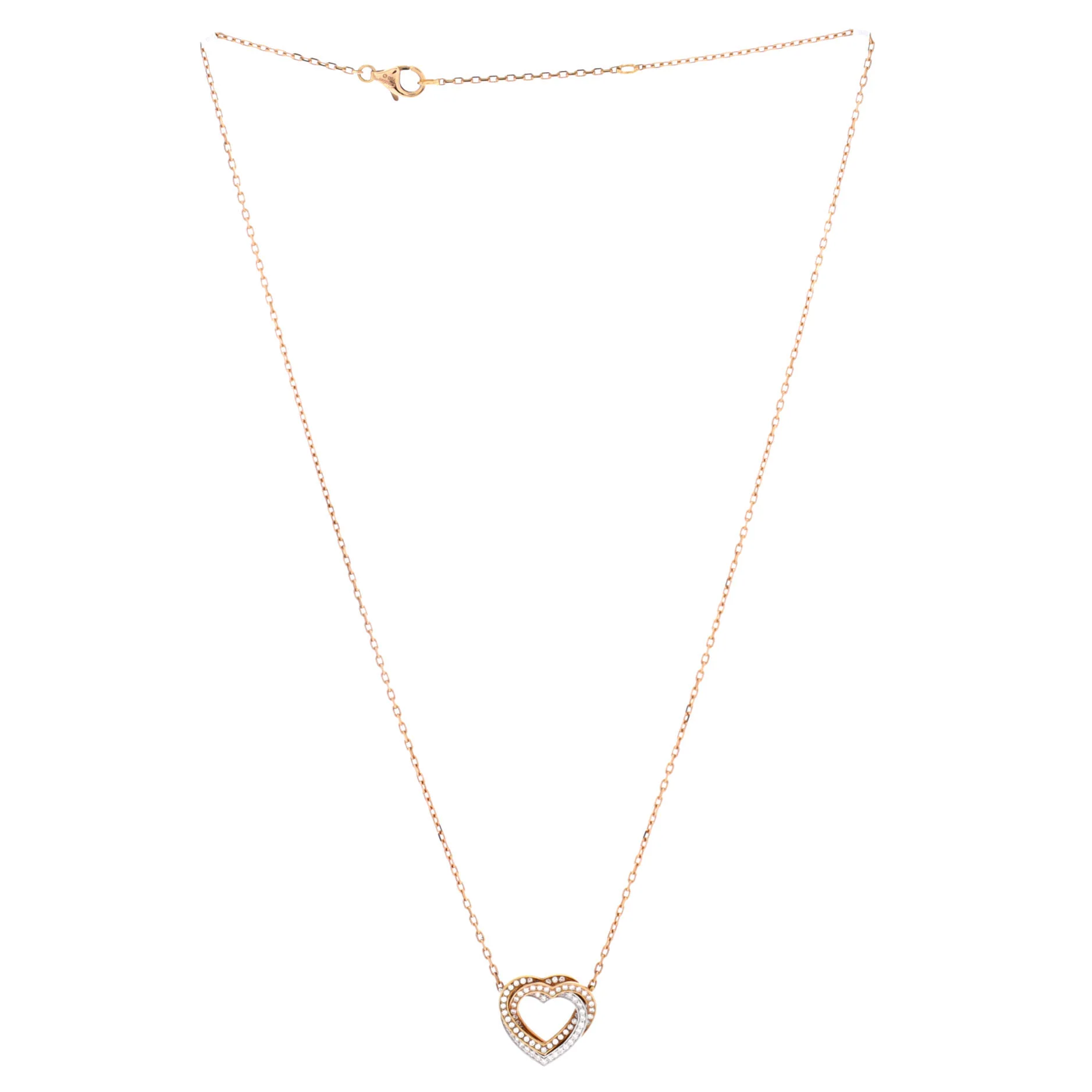 Trinity de Cartier Heart Pendant Necklace 18K Tricolor Gold with Pave Diamonds - Image 2