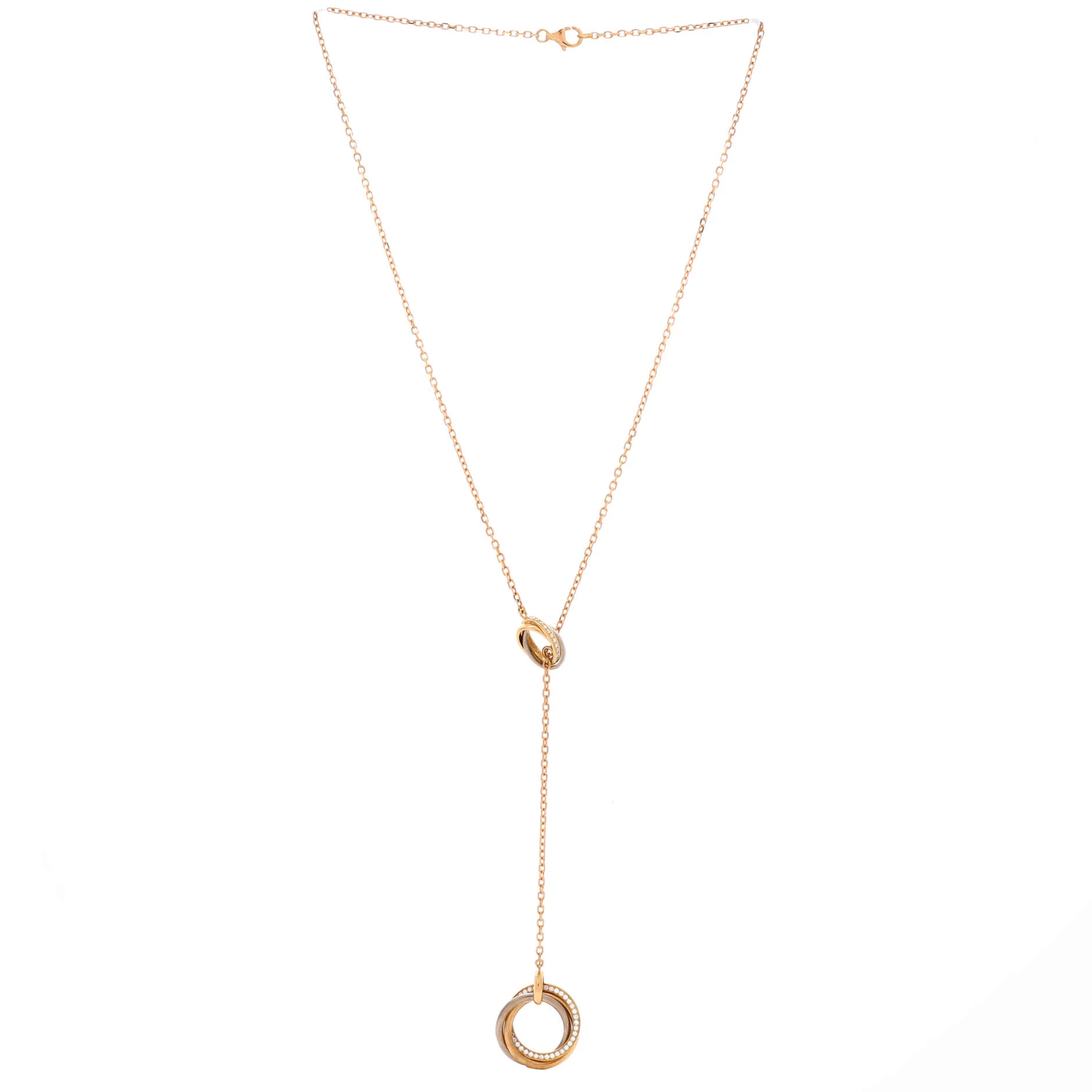 Trinity Lariat Necklace 18K Tricolor Gold with Diamonds - Image 2