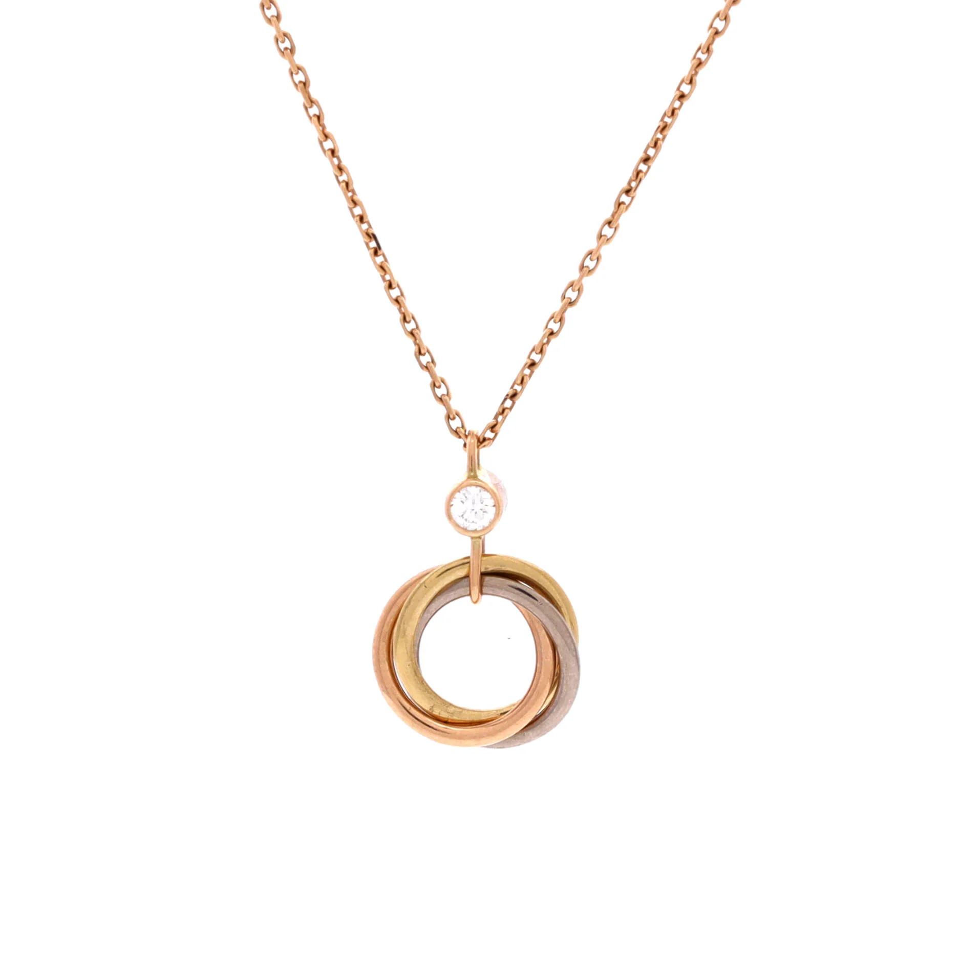 Trinity Pendant Necklace 18K Tricolor Gold with Diamond