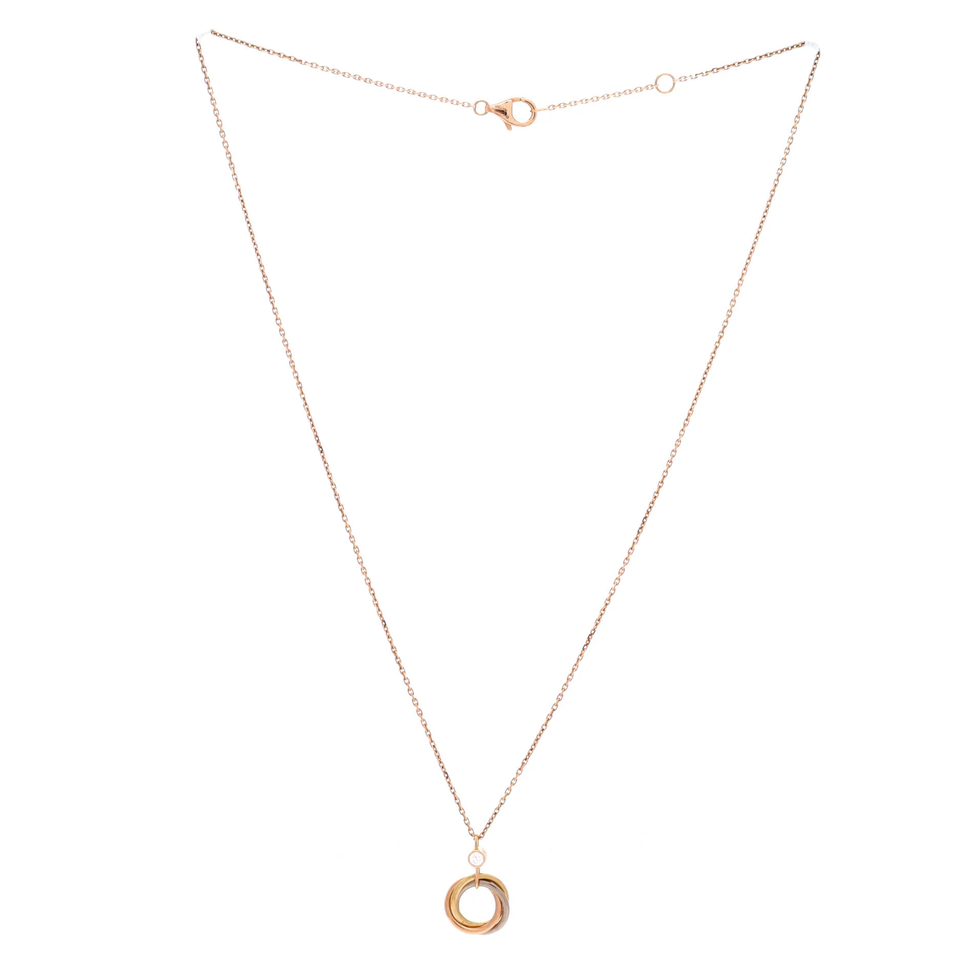 Trinity Pendant Necklace 18K Tricolor Gold with Diamond - Image 2
