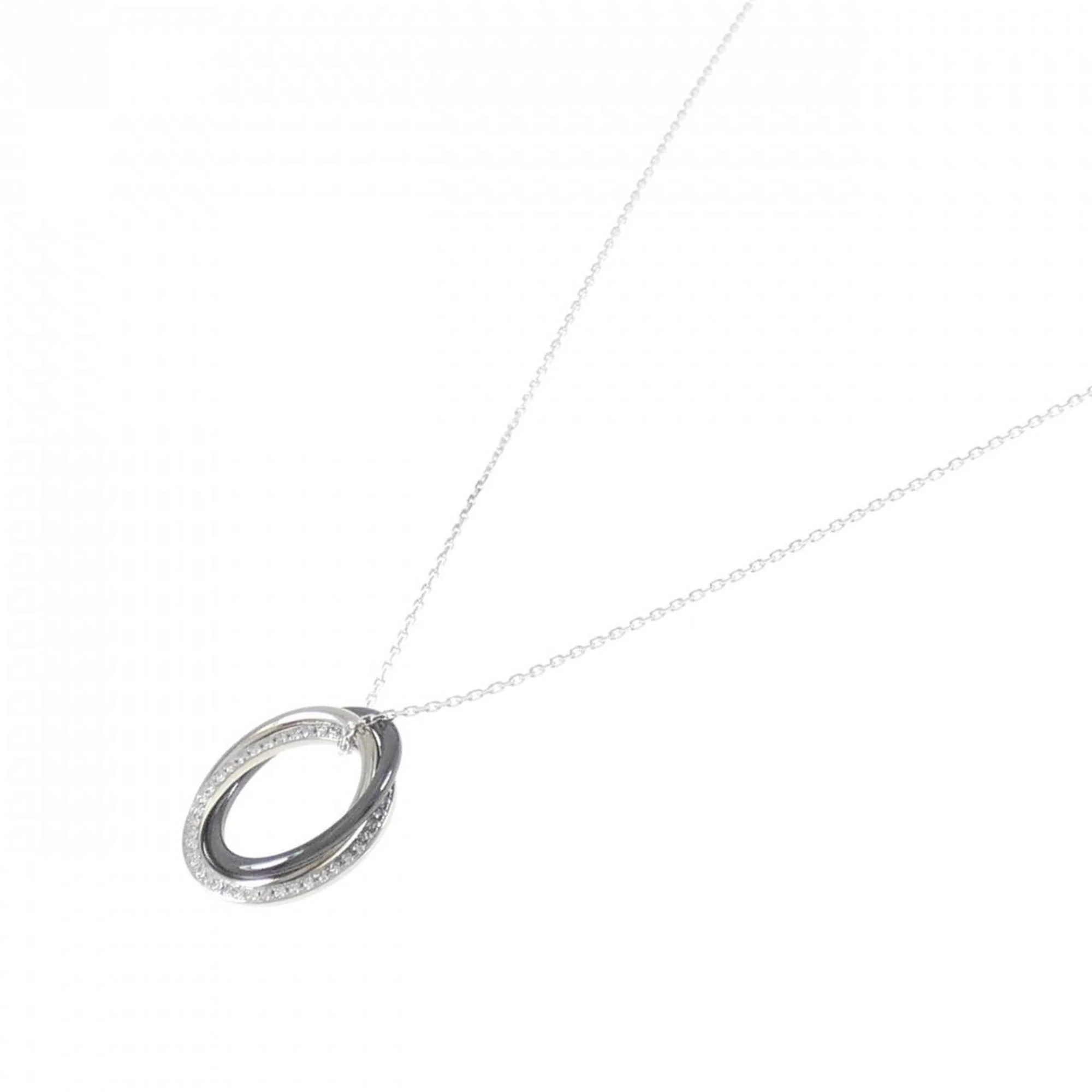 Trinity Pendant Necklace 18K White Gold and Ceramic - Image 2