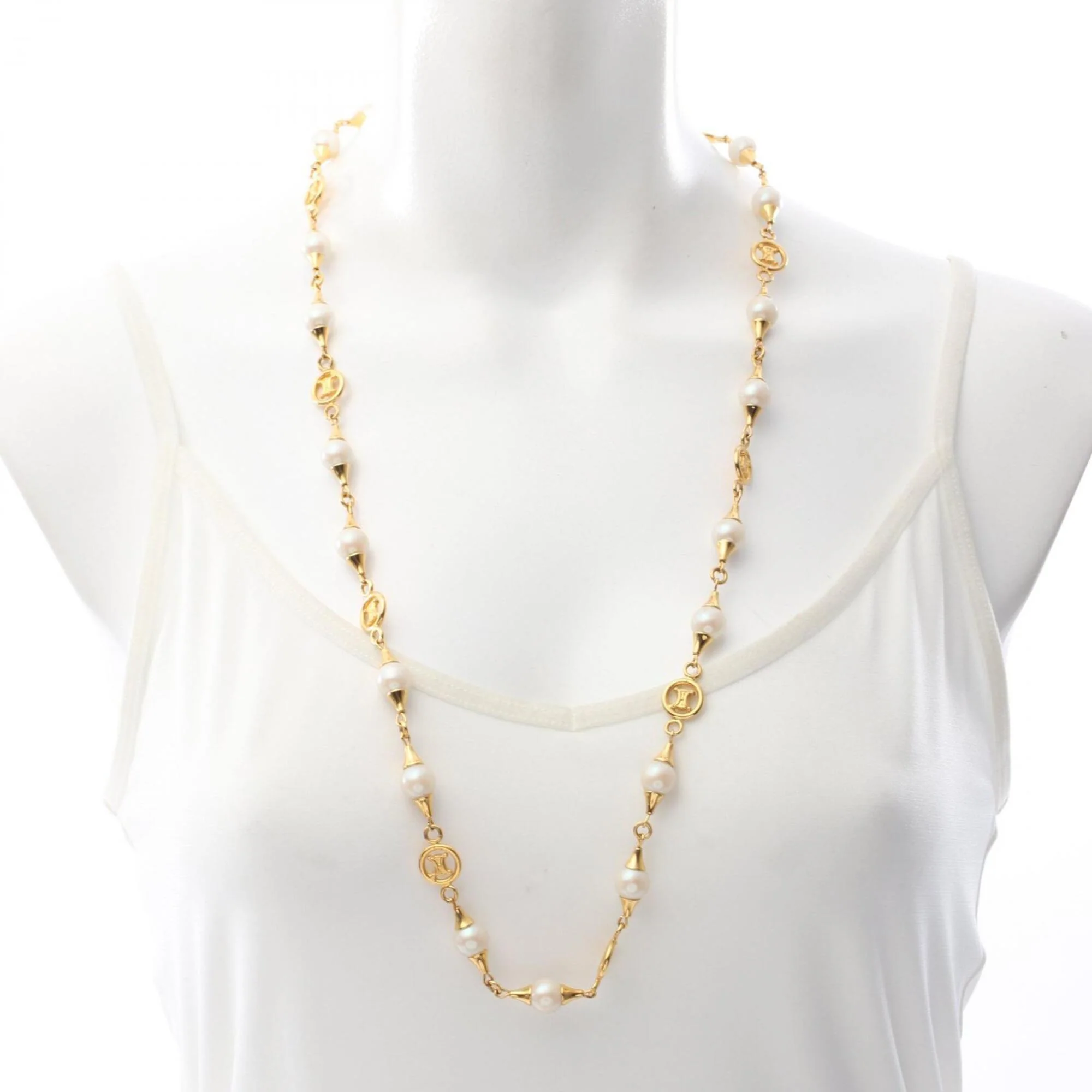 Pendant Necklace Gold Faux Pearl - Image 4