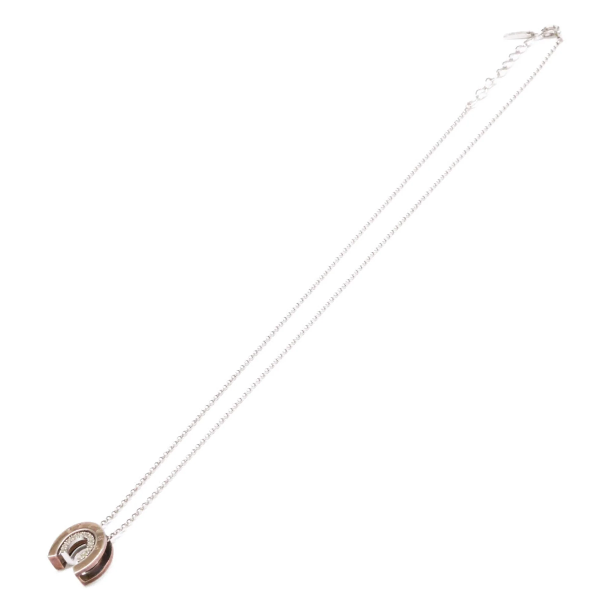 Pendant Necklace Sterling Silver with Rhinestone Horseshoe - Image 2