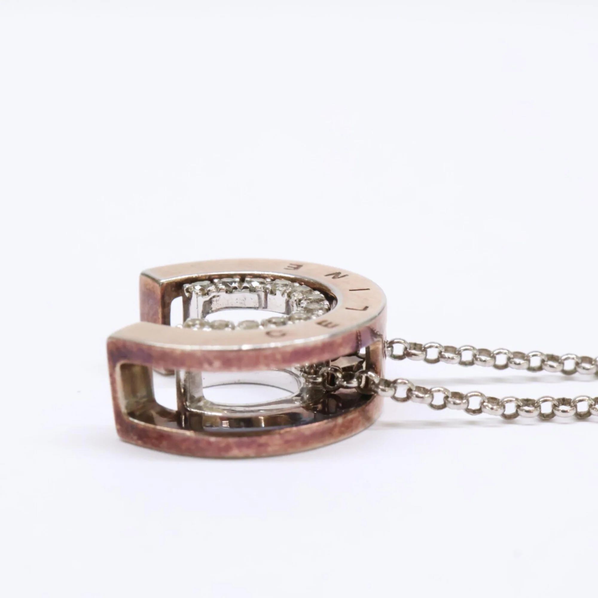 Pendant Necklace Sterling Silver with Rhinestone Horseshoe - Image 3