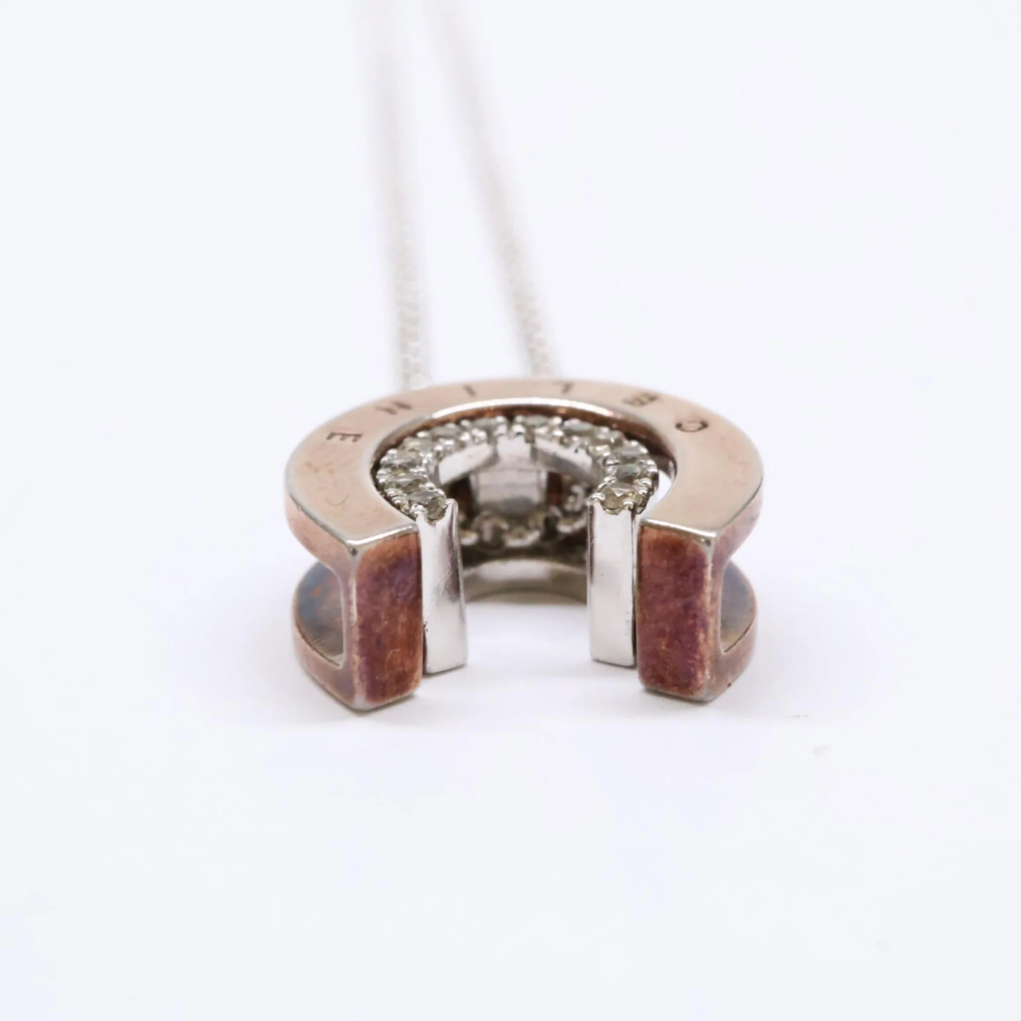 Pendant Necklace Sterling Silver with Rhinestone Horseshoe - Image 4