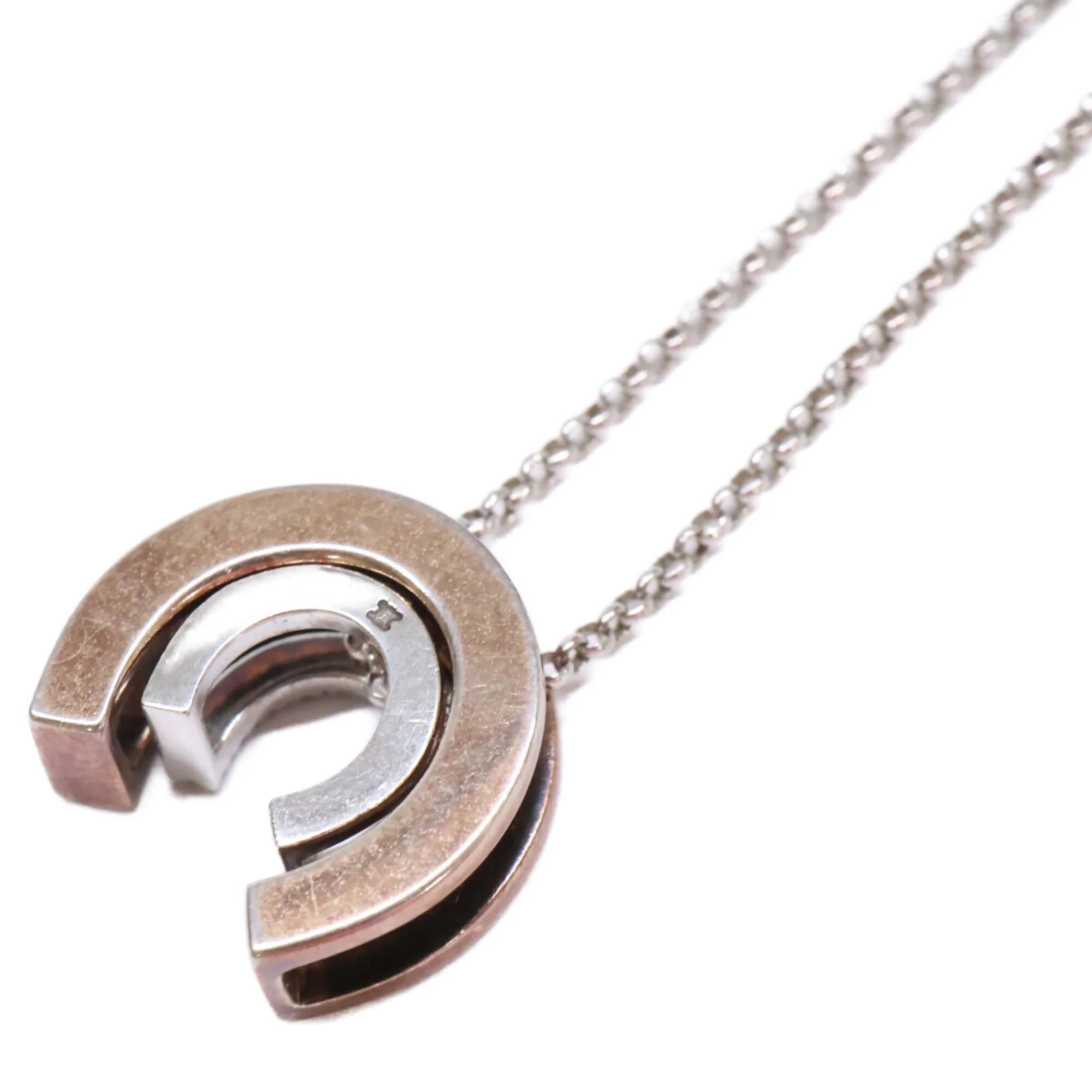 Pendant Necklace Sterling Silver with Rhinestone Horseshoe - Image 5