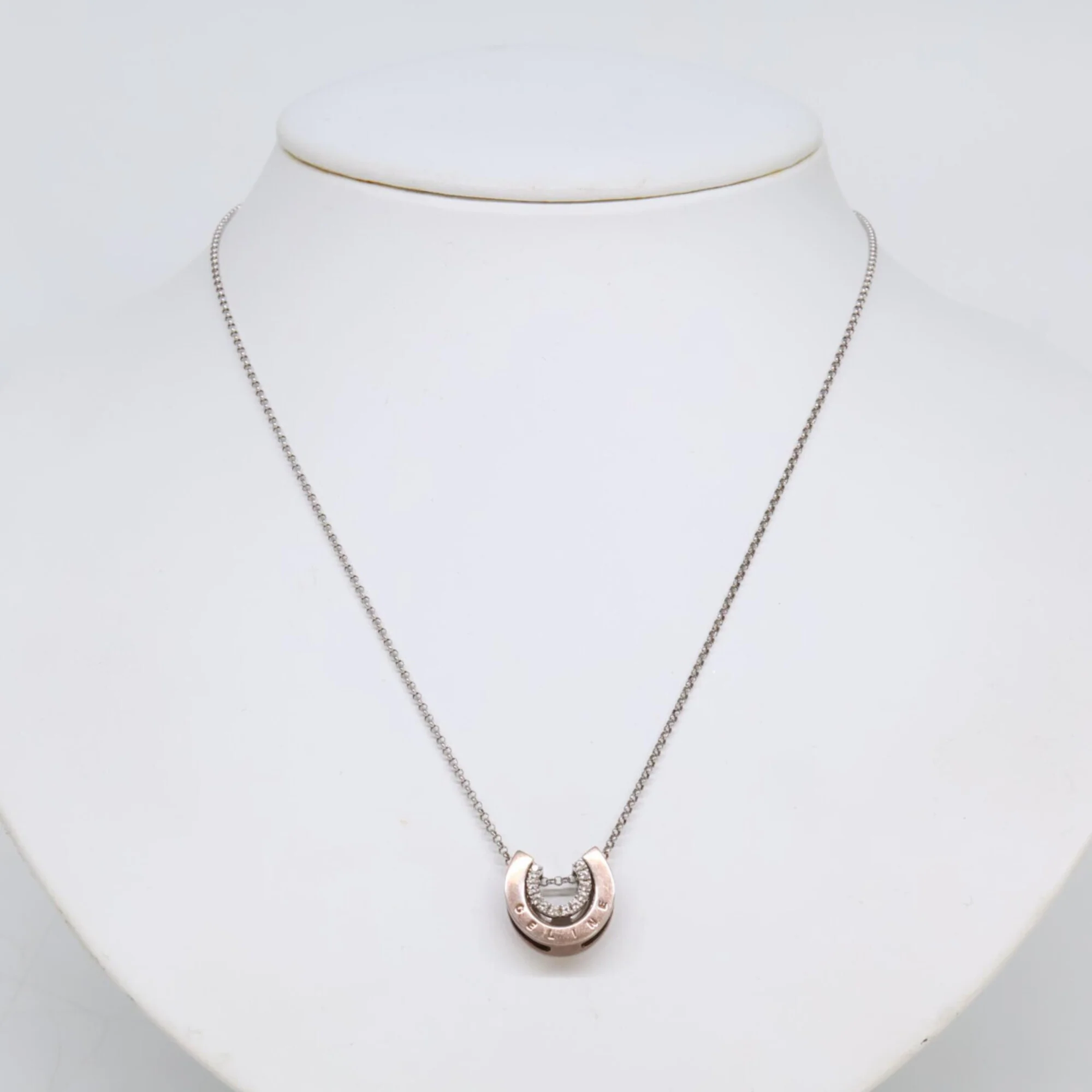 Pendant Necklace Sterling Silver with Rhinestone Horseshoe - Image 9