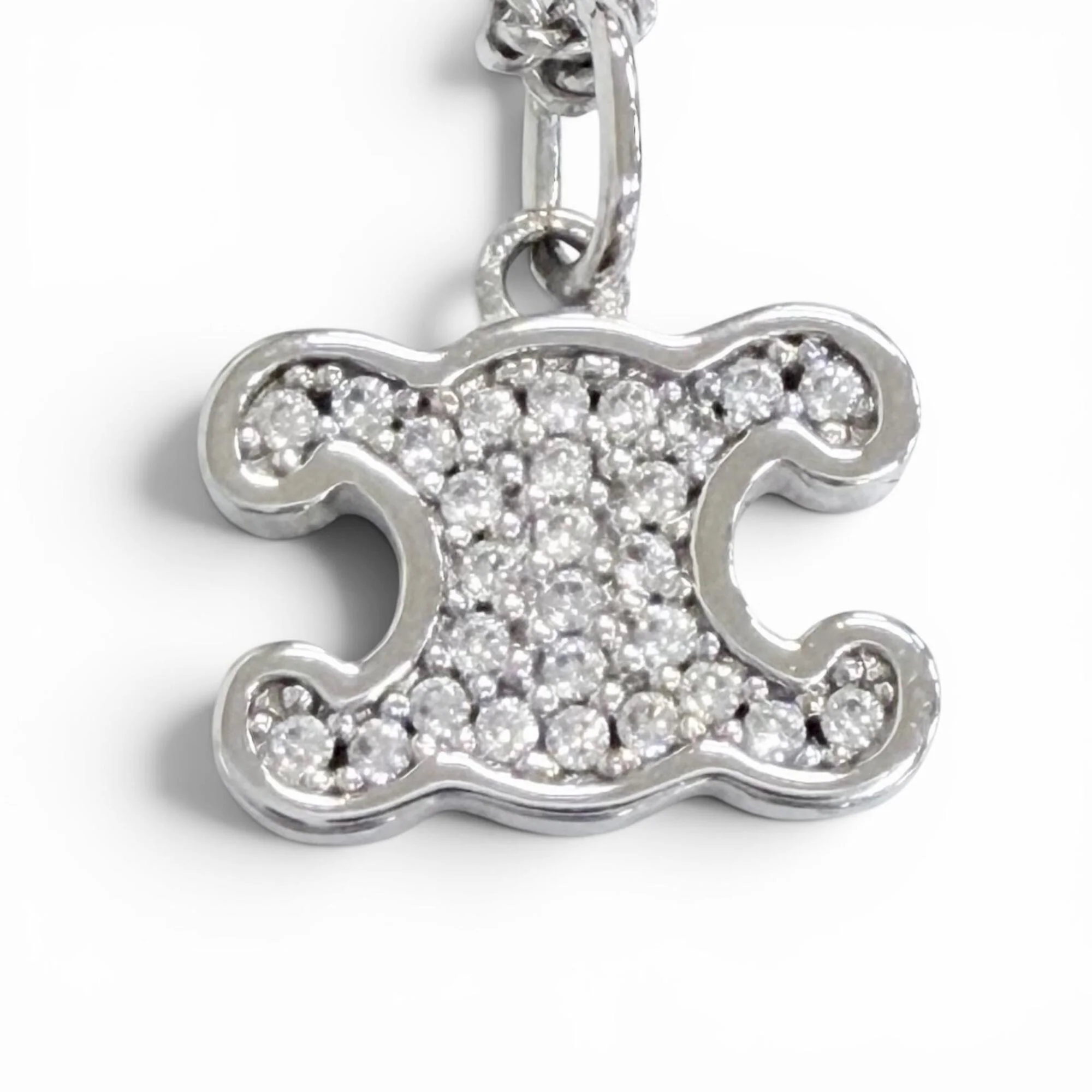 Pendant Necklace With Rhinestone Silver