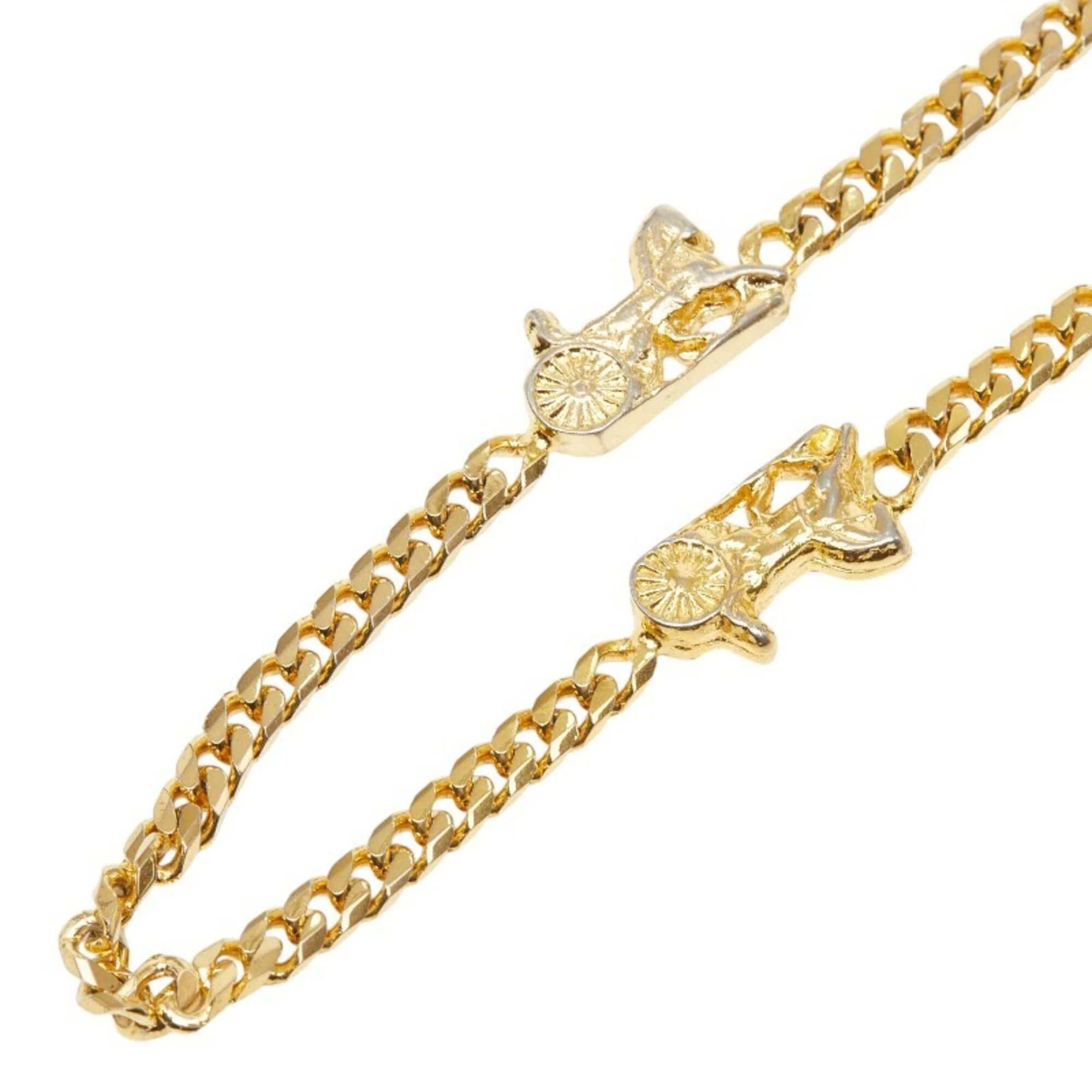Vintage Horse Drawn Carriage Motif Pendant Necklace Gold Plated - Image 2