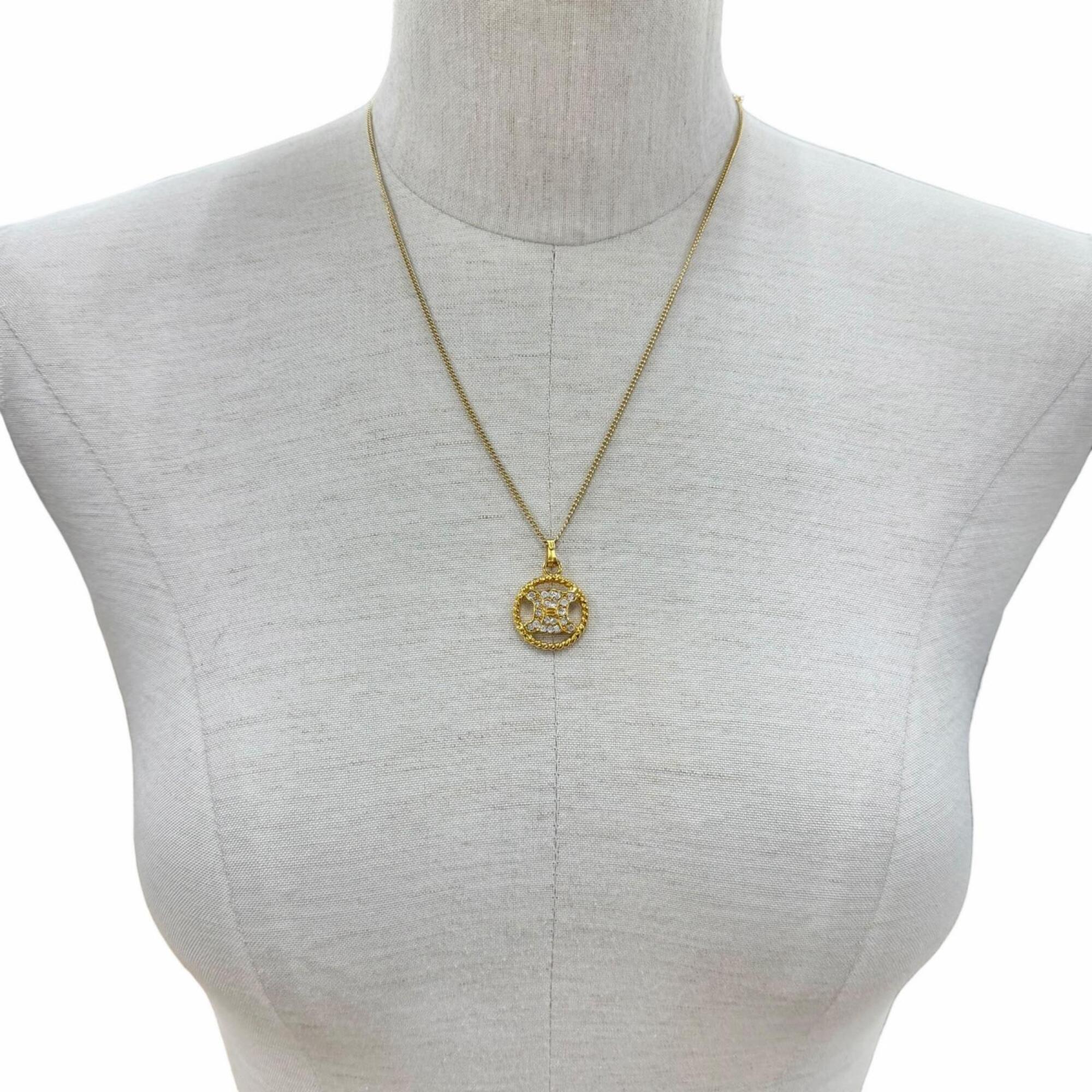 Vintage Pendant Necklace Gold with Rhinestone - Image 5