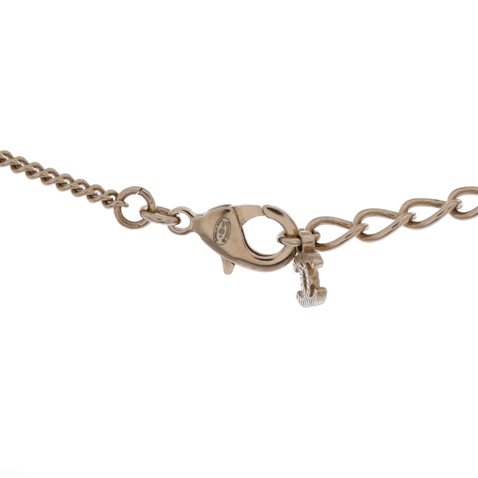 CC Chain Round Pendant Necklace Metal with Crystals - Image 3