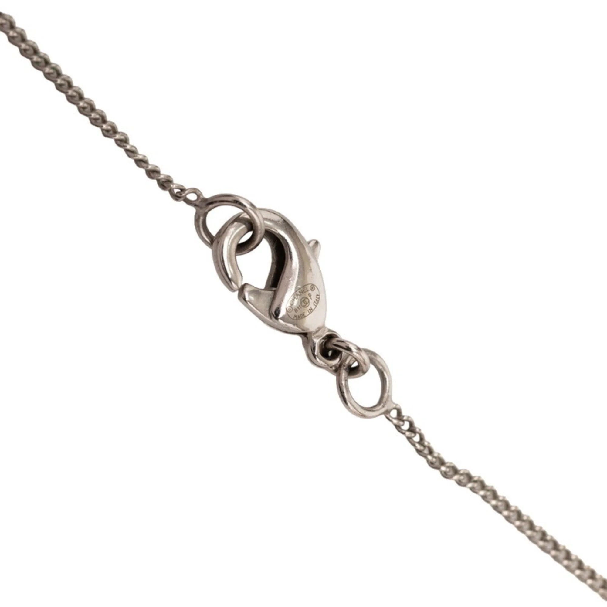 CC Logo Ball Pendant Necklace Silver-Tone Metal - Image 4
