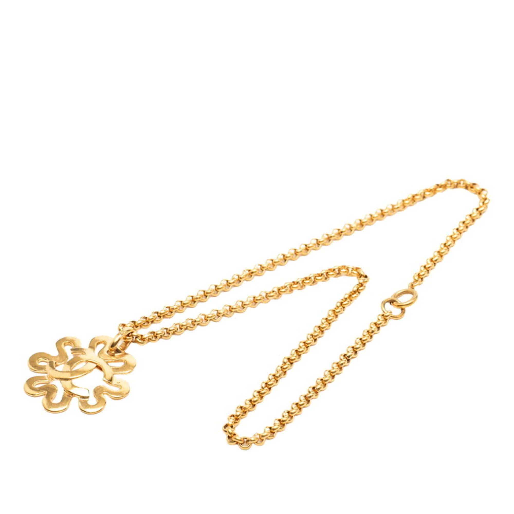 CC Logo Chain Clover Pendant Necklace Metal - Image 4