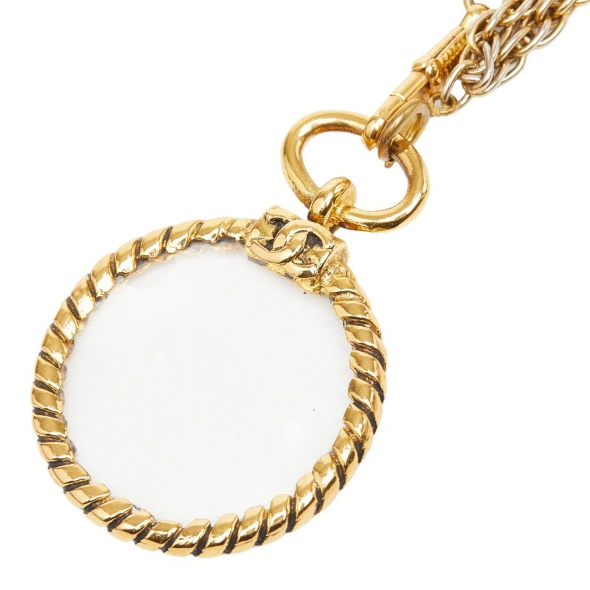 CC Logo Chain Pendant Necklace Gold-Tone Metal