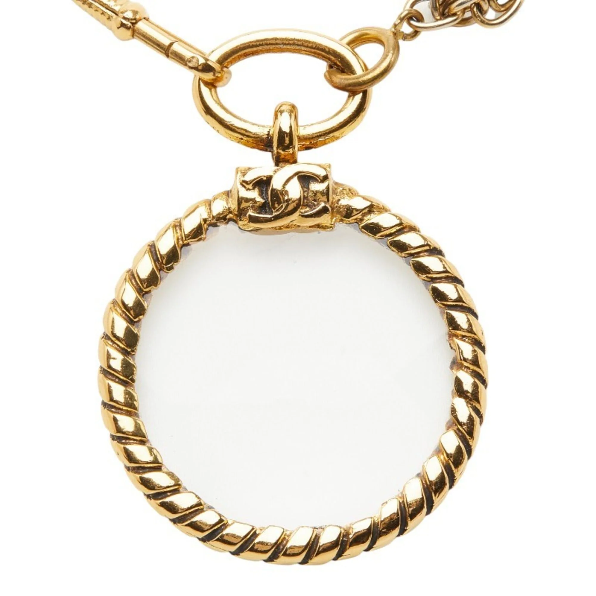 CC Logo Chain Pendant Necklace Gold-Tone Metal - Image 2
