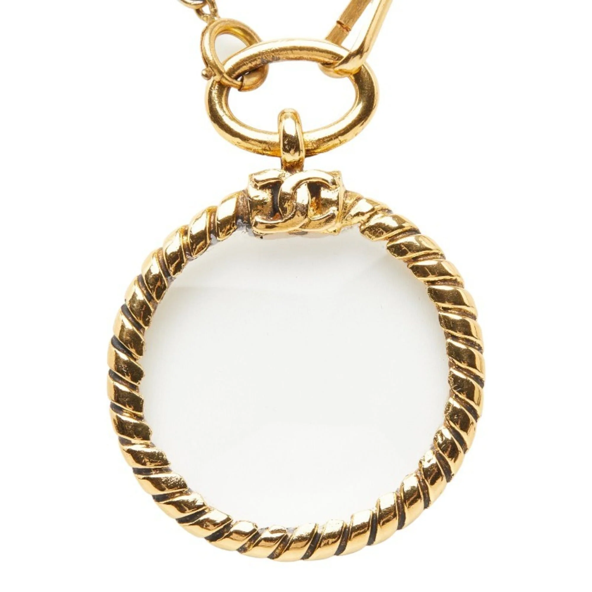 CC Logo Chain Pendant Necklace Gold-Tone Metal - Image 3