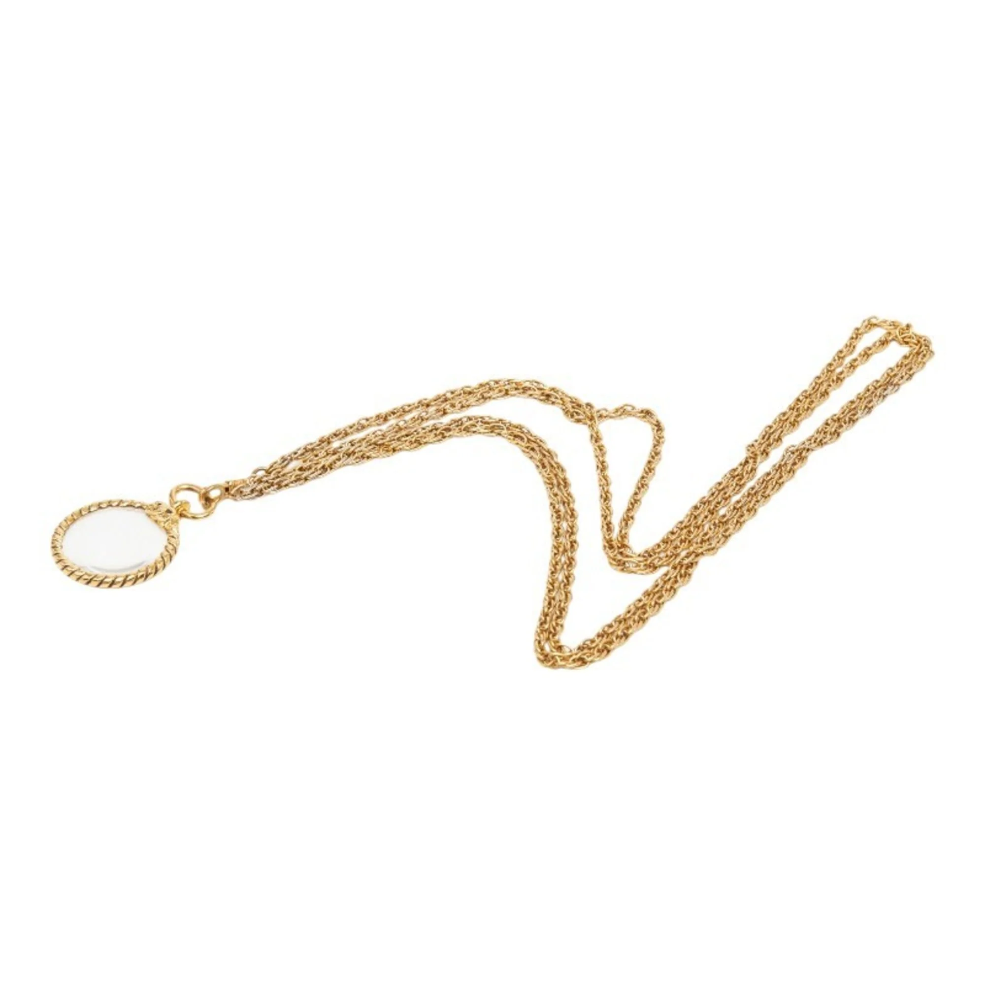 CC Logo Chain Pendant Necklace Gold-Tone Metal - Image 4