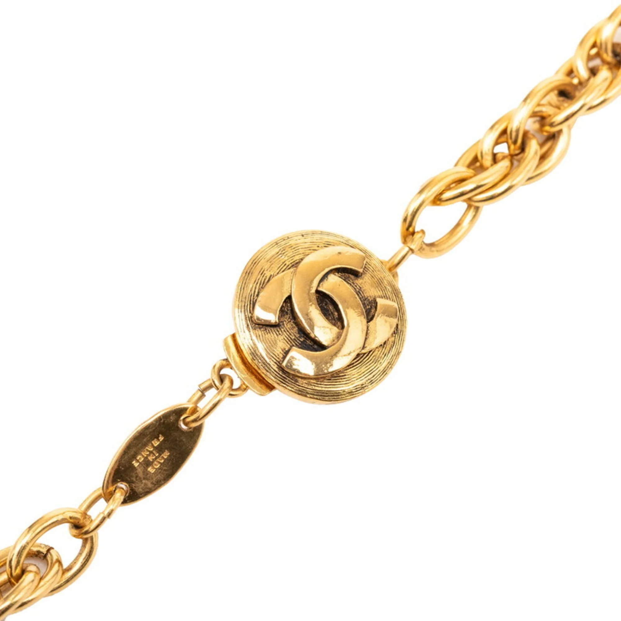 CC Logo Chain Pendant Necklace Gold-Tone Metal - Image 3
