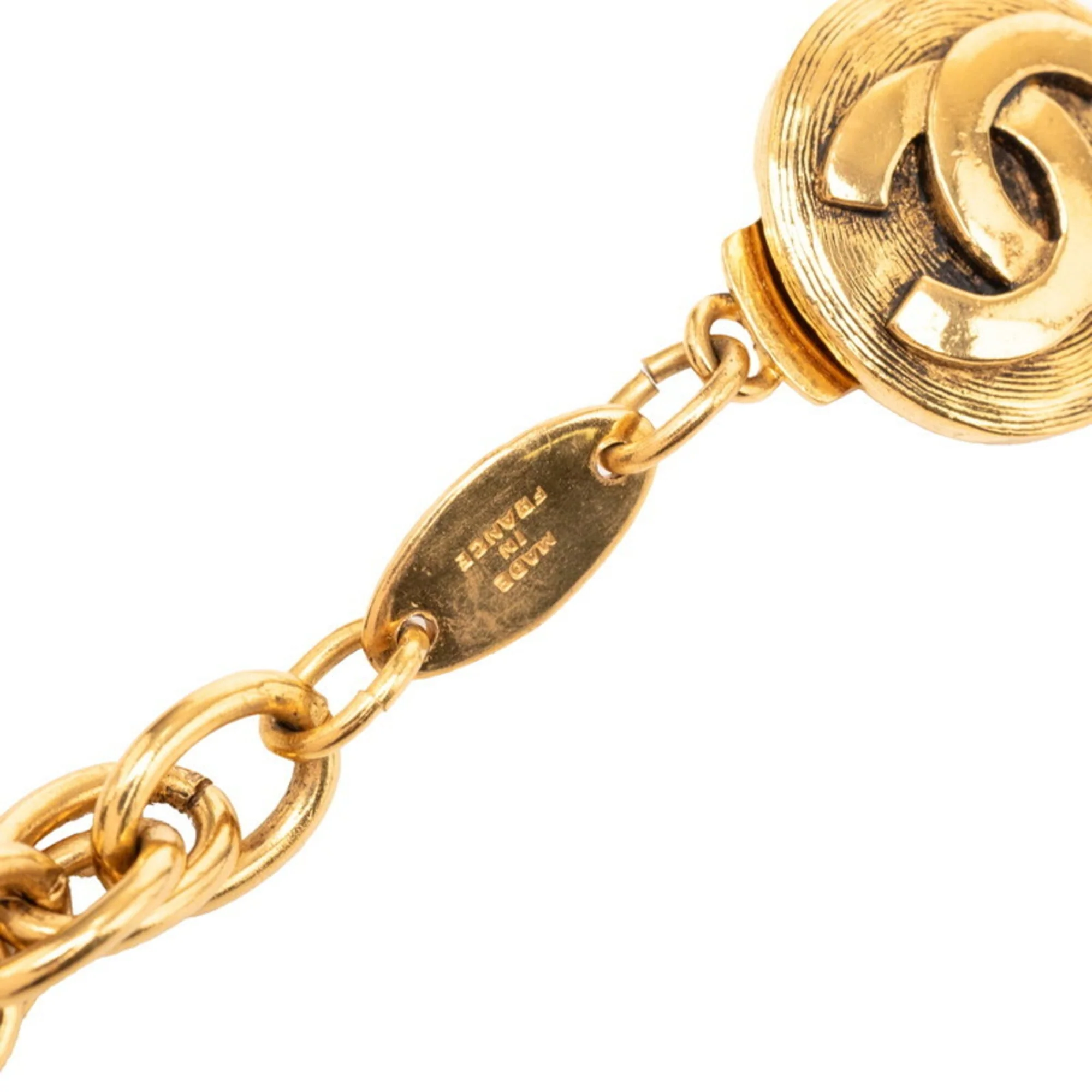 CC Logo Chain Pendant Necklace Gold-Tone Metal - Image 5