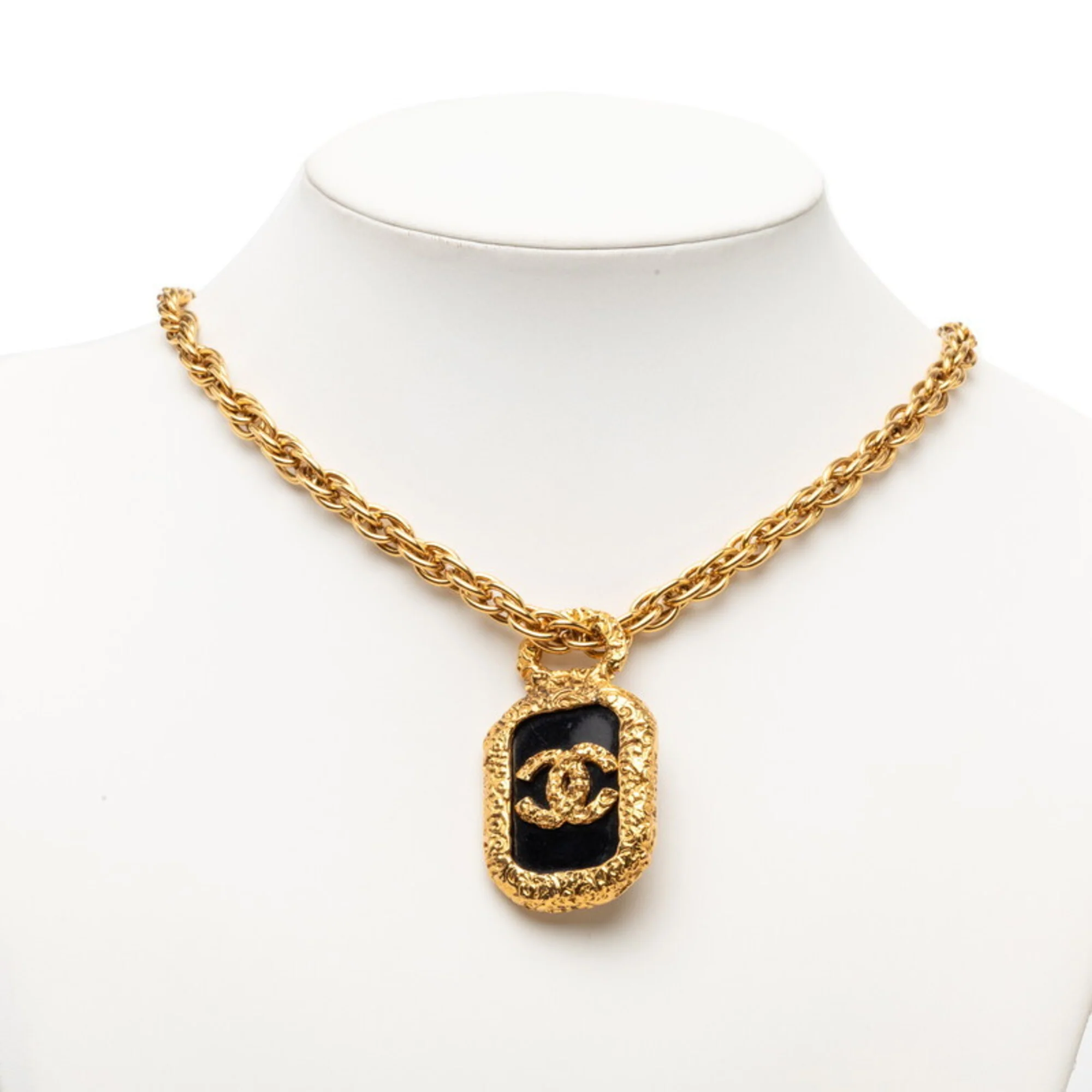 CC Logo Chain Pendant Necklace Gold-Tone Metal - Image 6