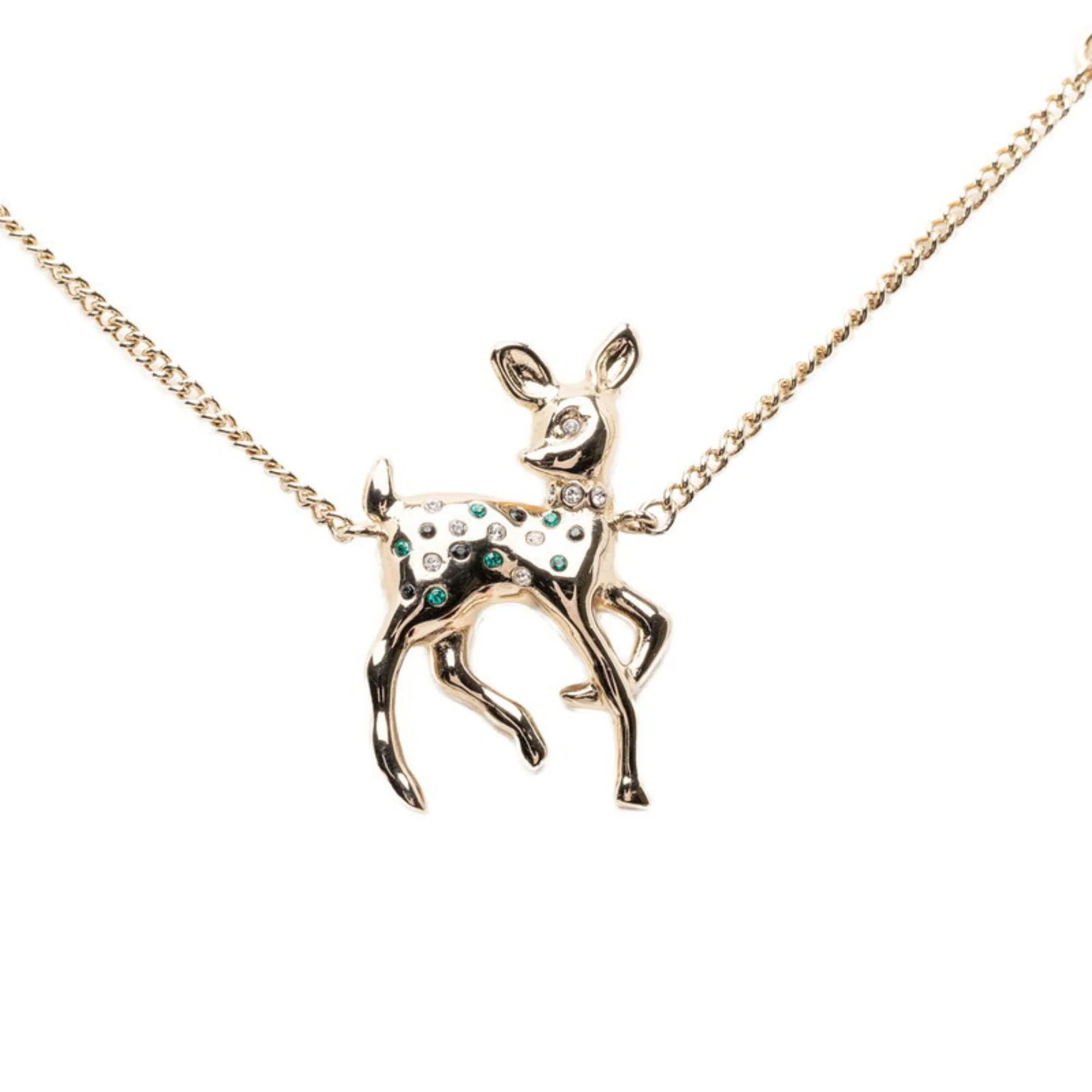CC Logo Chain Pendant Necklace Gold-Tone Metal