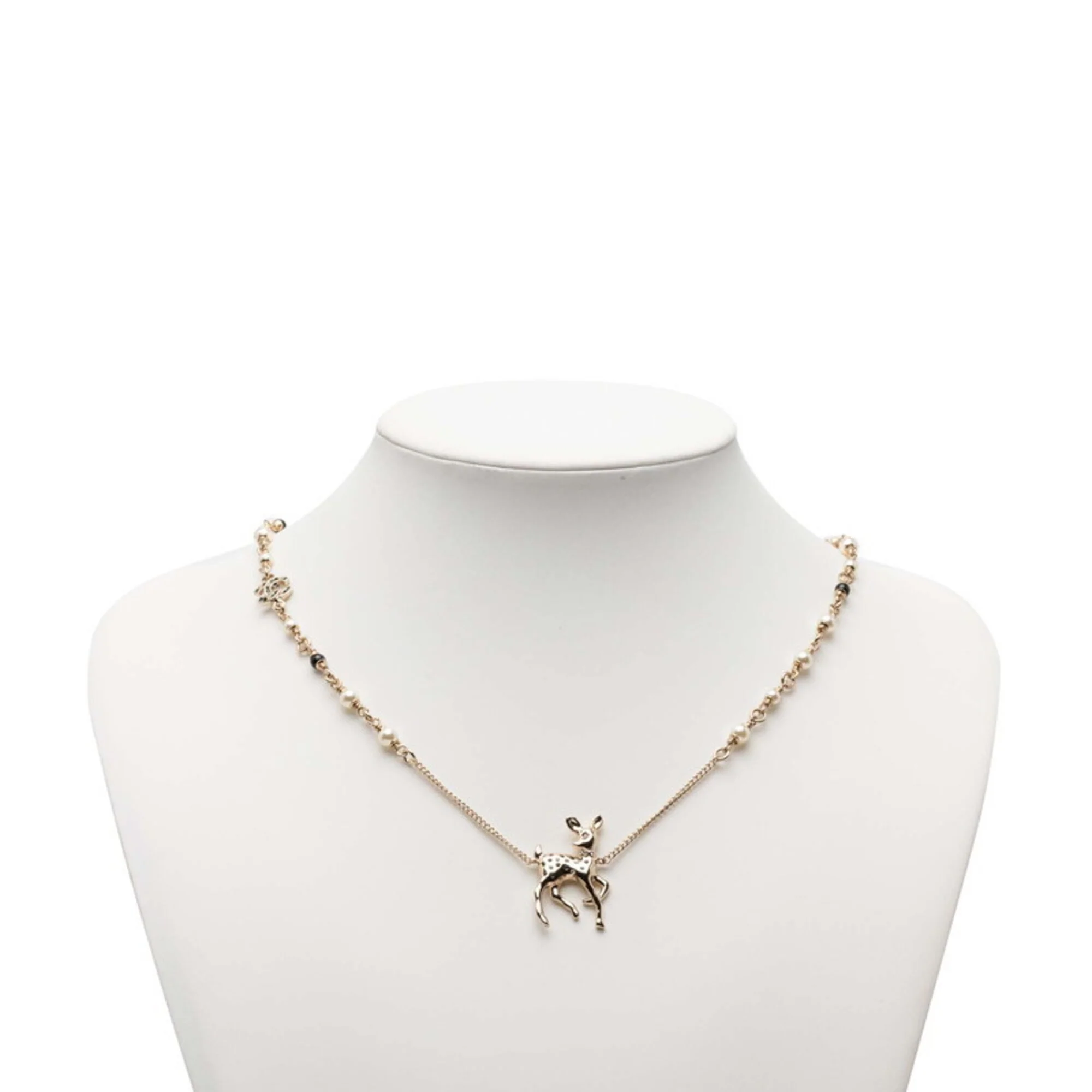 CC Logo Chain Pendant Necklace Gold-Tone Metal - Image 4
