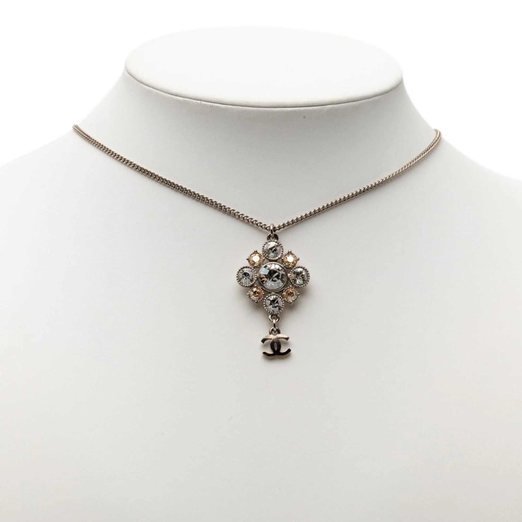 CC Logo Chain Pendant Necklace Silver-Tone Metal - Image 5