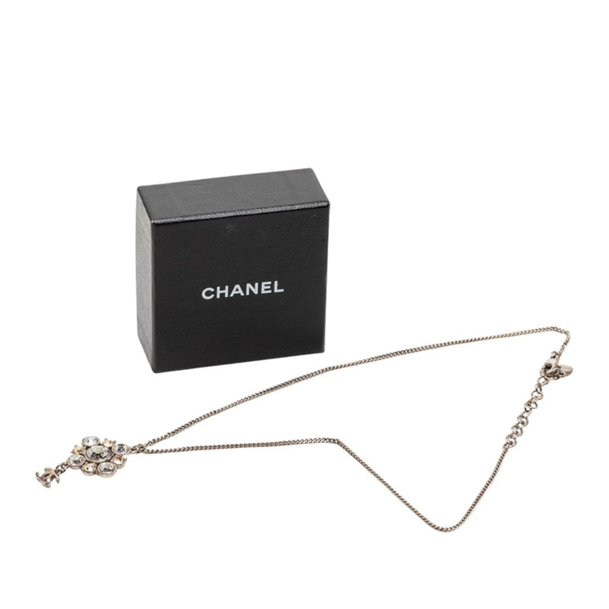 CC Logo Chain Pendant Necklace Silver-Tone Metal - Image 6