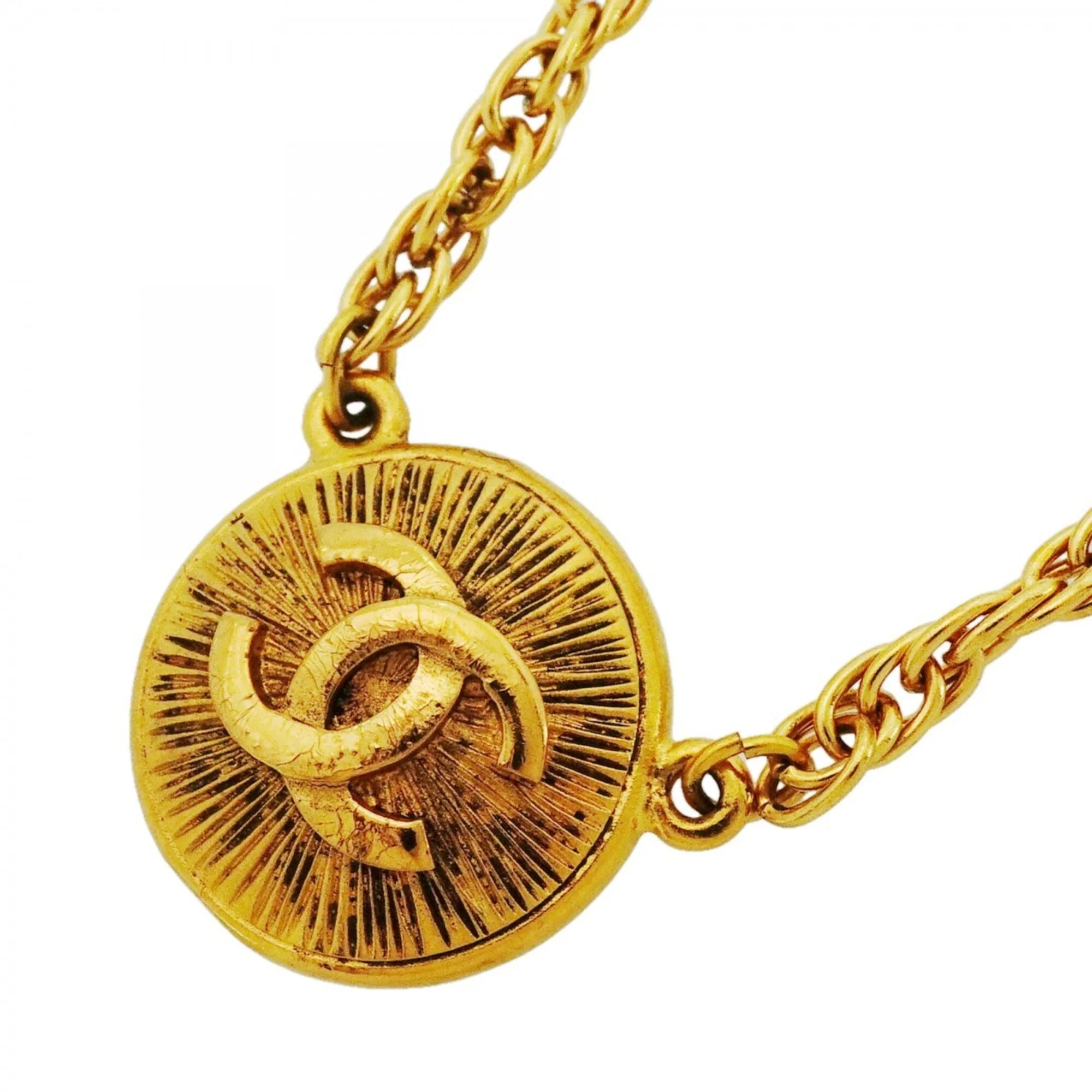 CC Logo Circle Pendant Necklace Metal