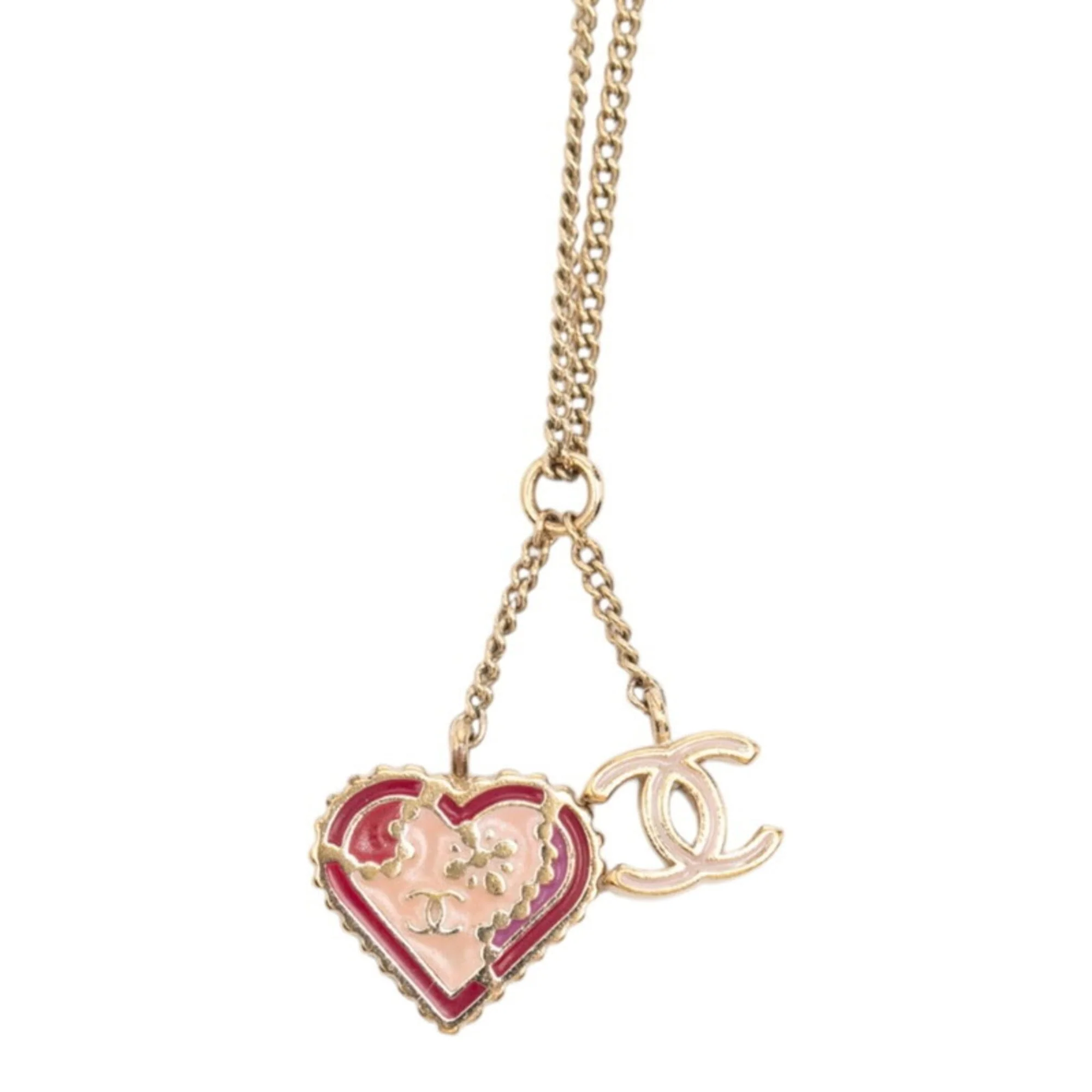 CC Logo Heart Pendant Necklace Metal