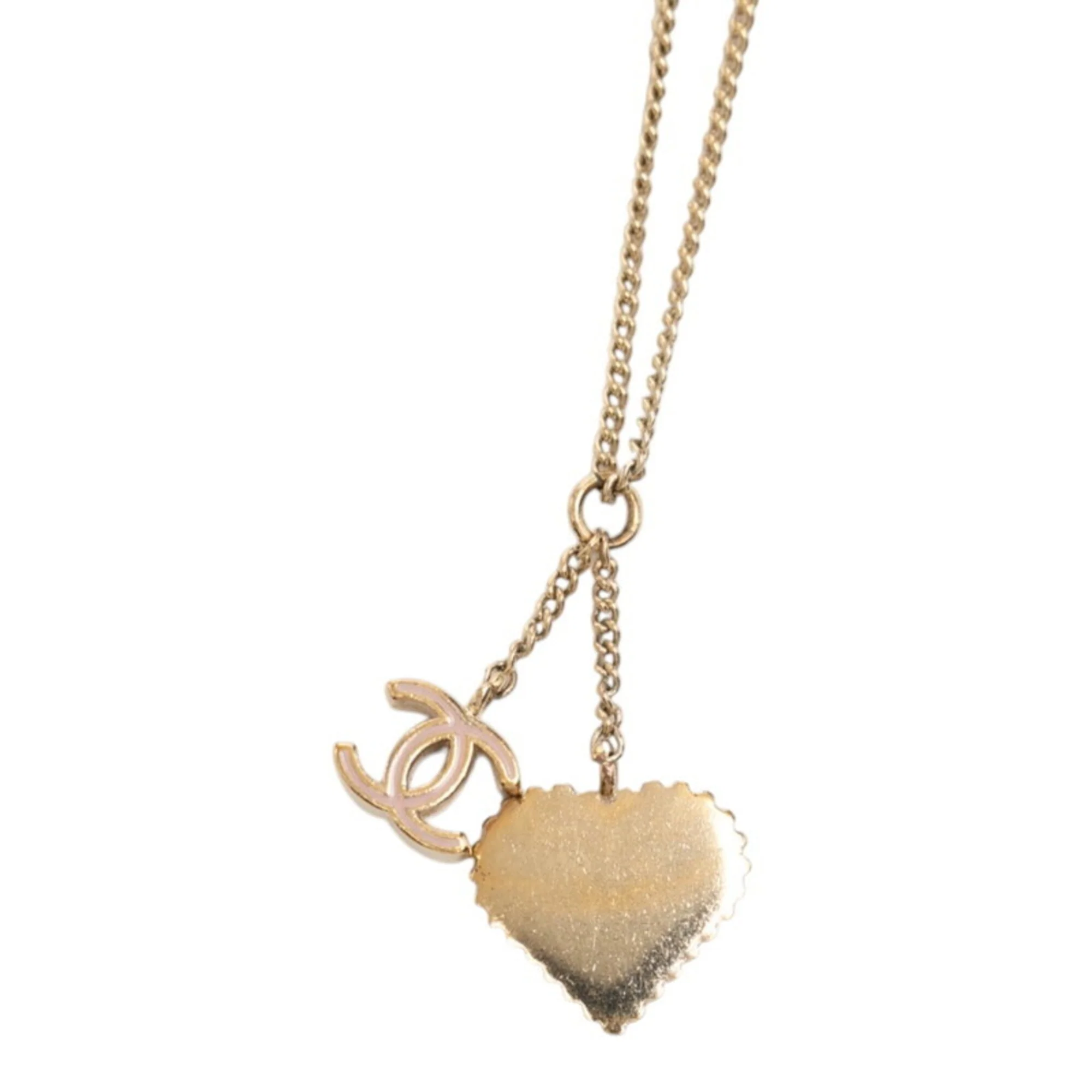 CC Logo Heart Pendant Necklace Metal - Image 2