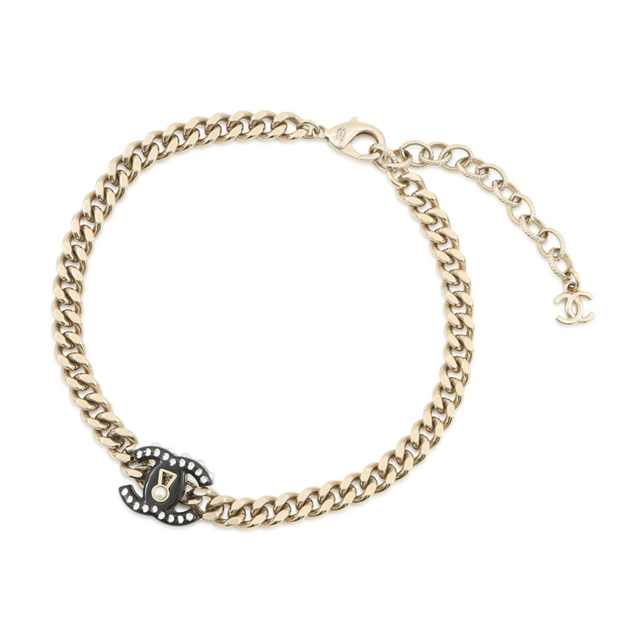 CC Logo Lock Pendant Necklace Metal