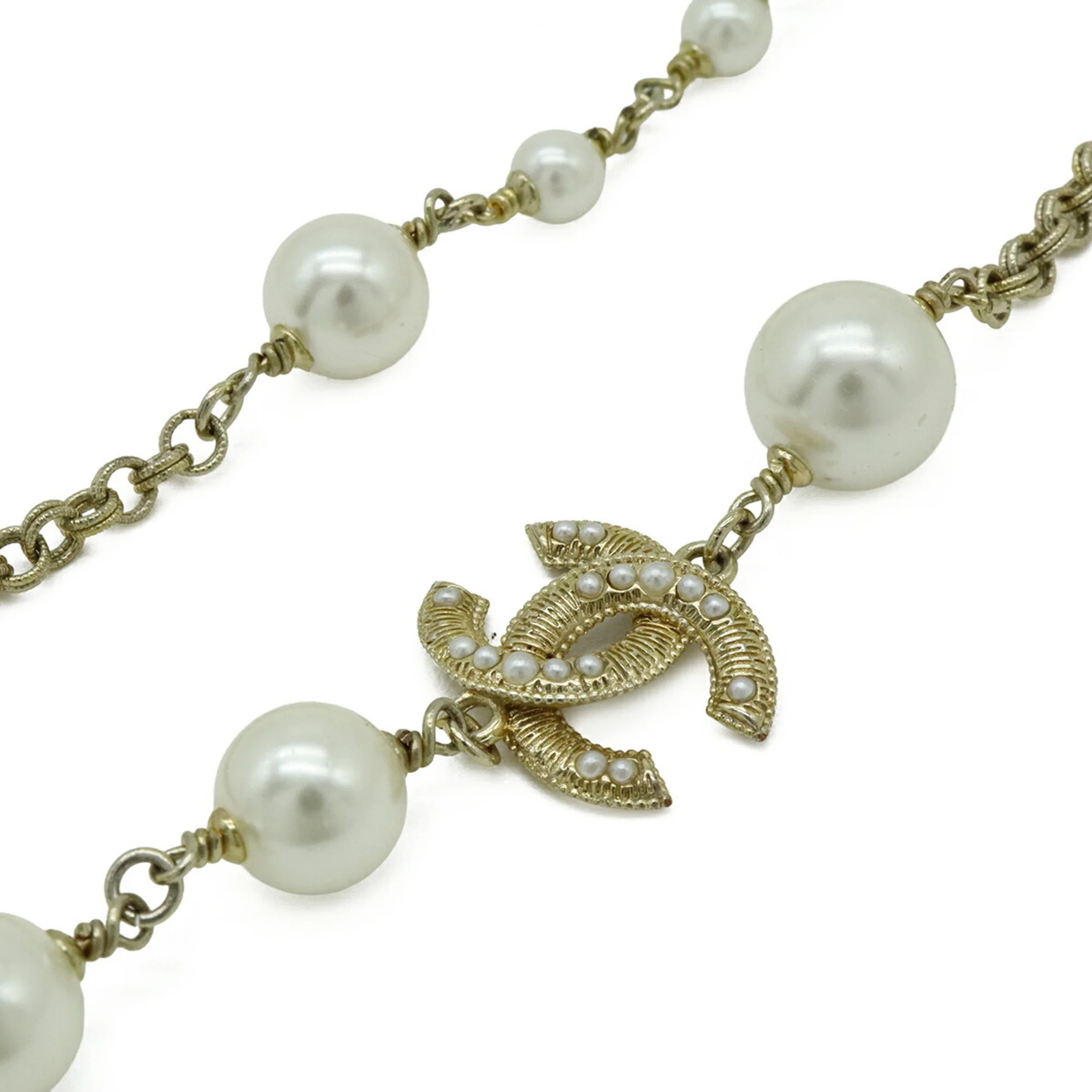 CC Logo Pendant Necklace Gold-Tone Metal - Image 3
