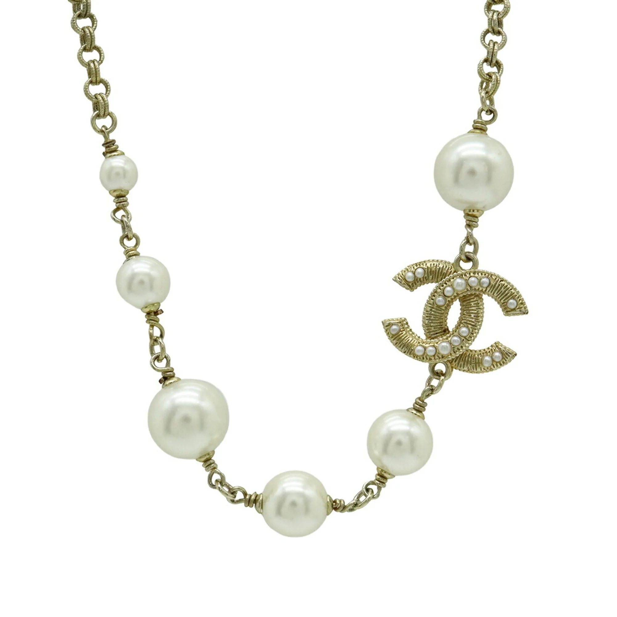 CC Logo Pendant Necklace Gold-Tone Metal - Image 6