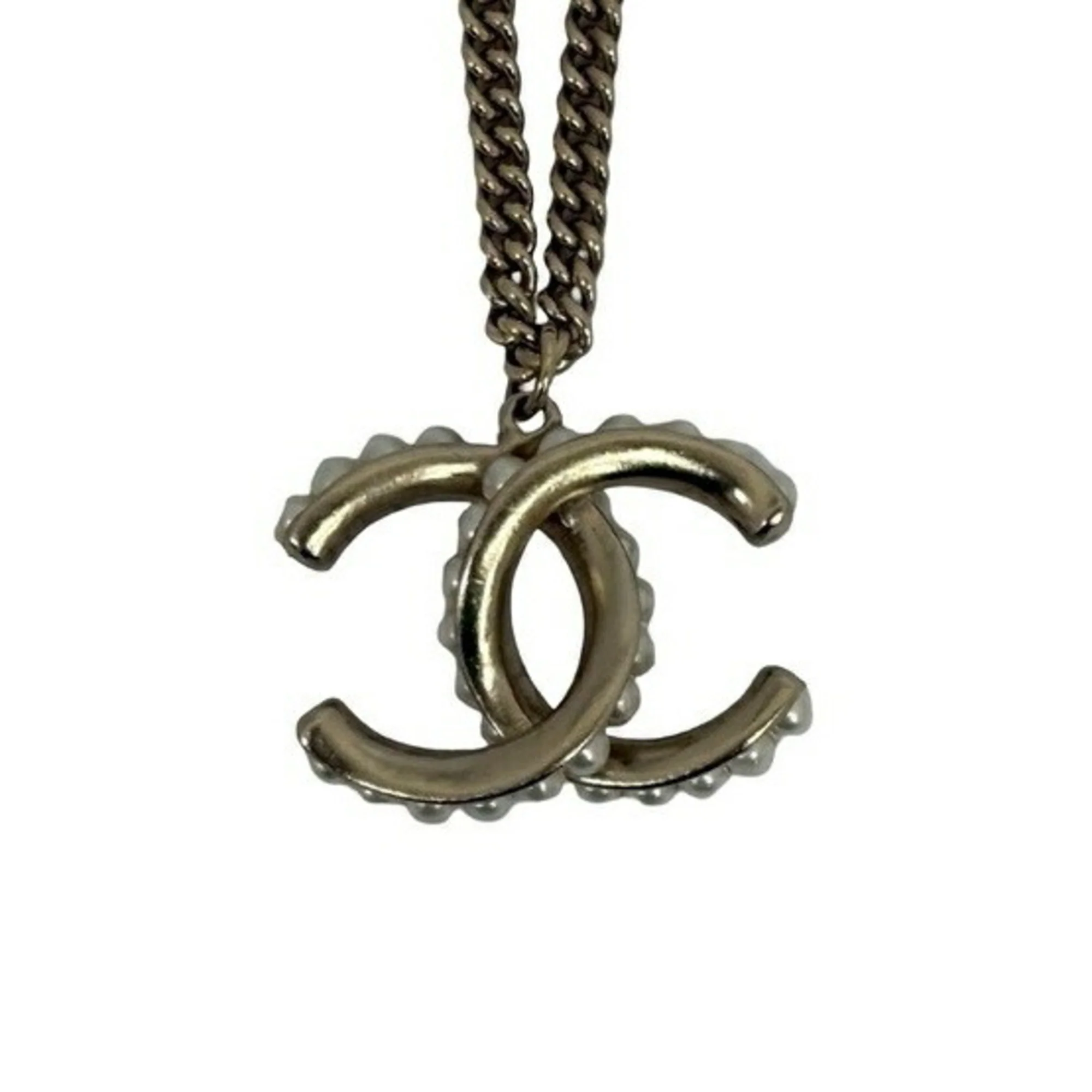 CC Logo Pendant Necklace Gold-Tone Metal - Image 2