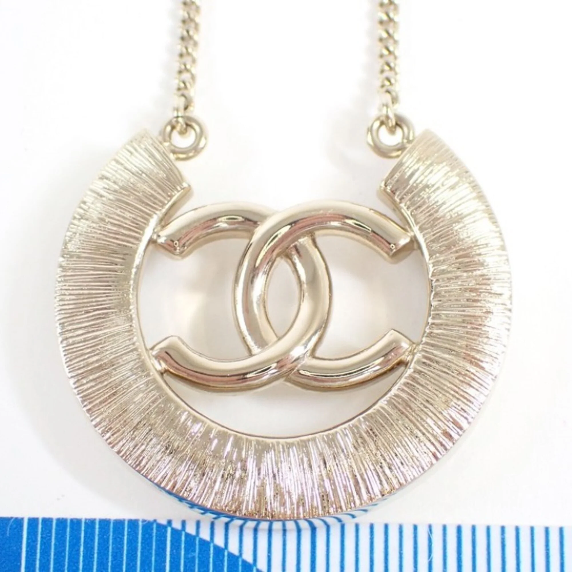 CC Logo Pendant Necklace Gold-Tone Metal - Image 3