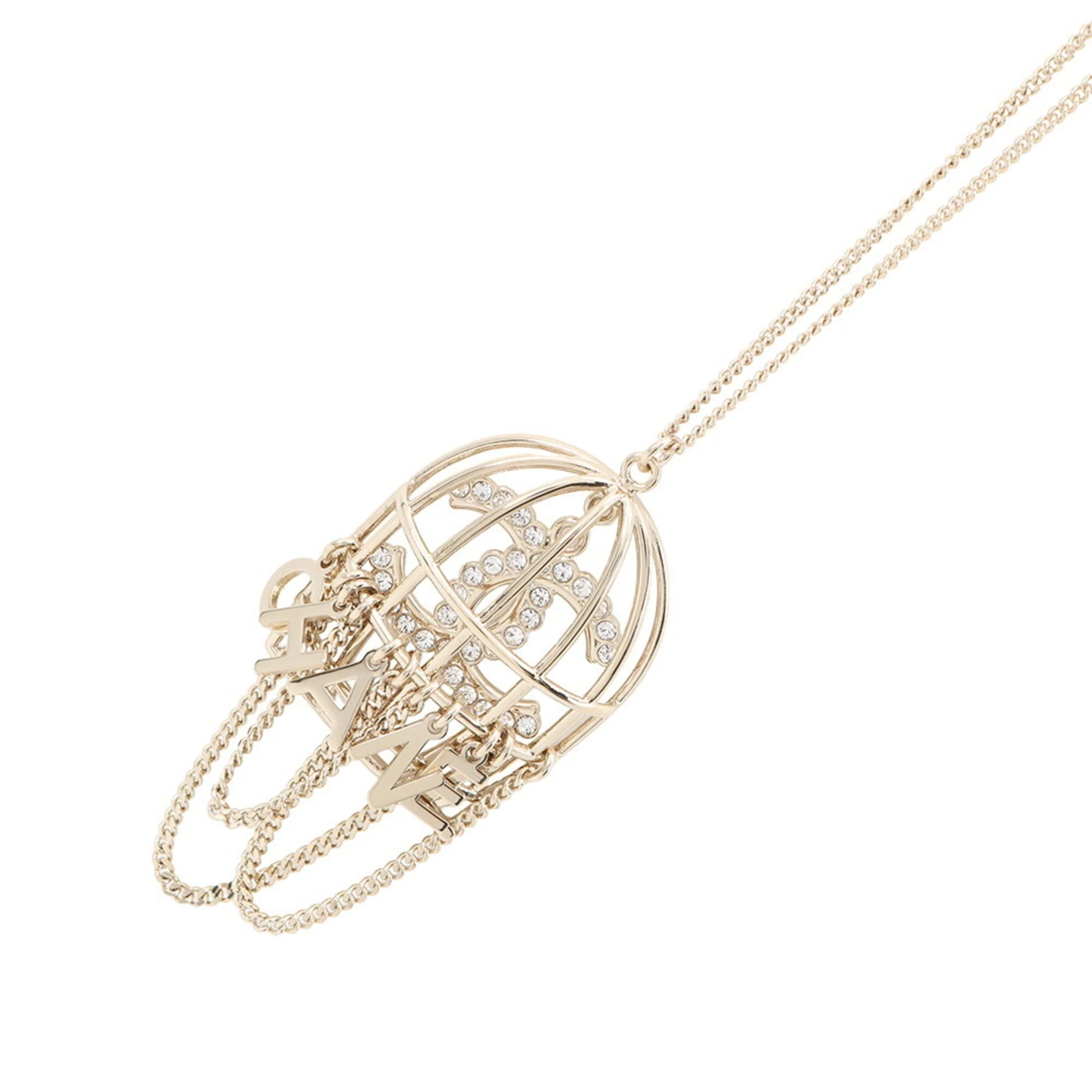 CC Logo Pendant Necklace Gold-Tone Metal
