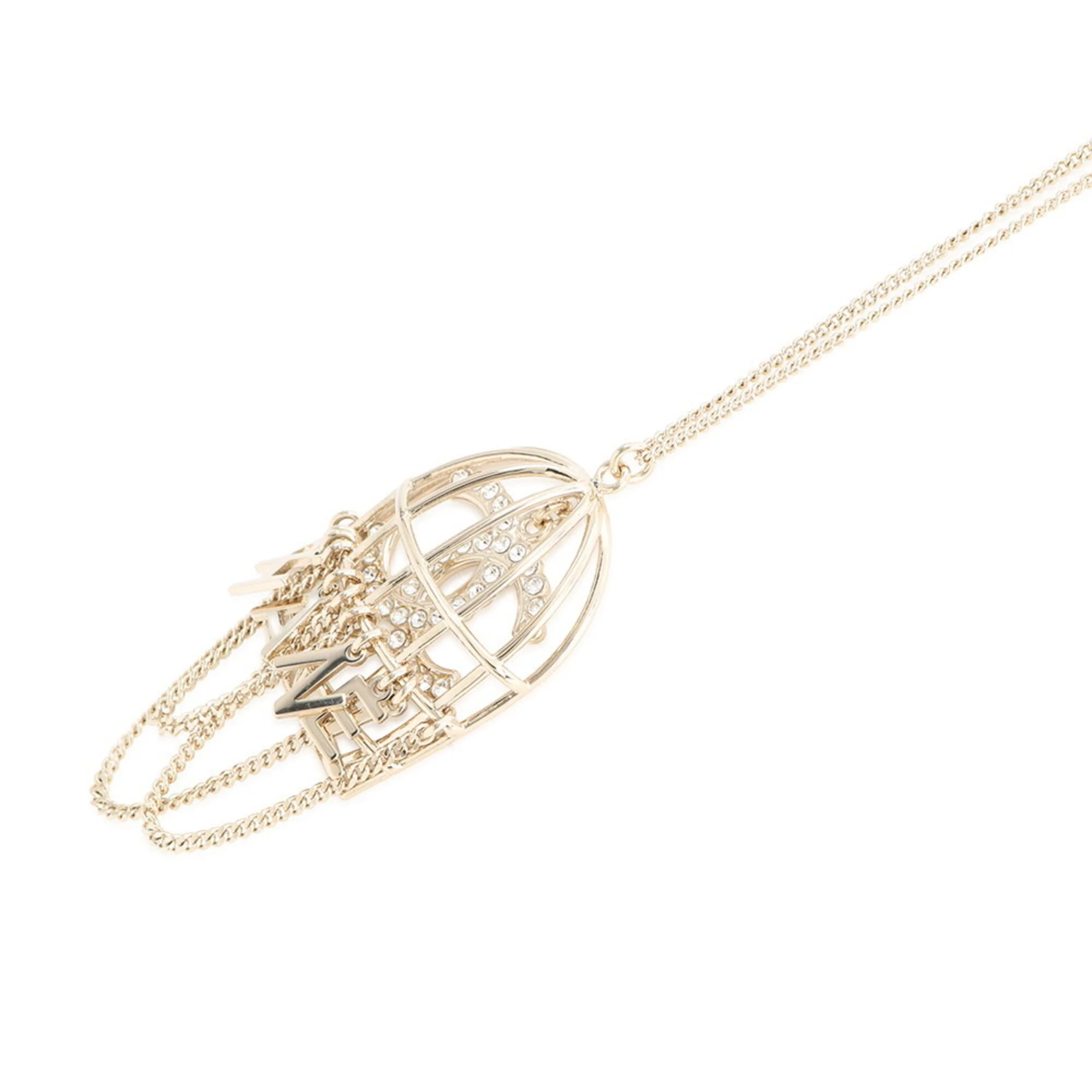 CC Logo Pendant Necklace Gold-Tone Metal - Image 2