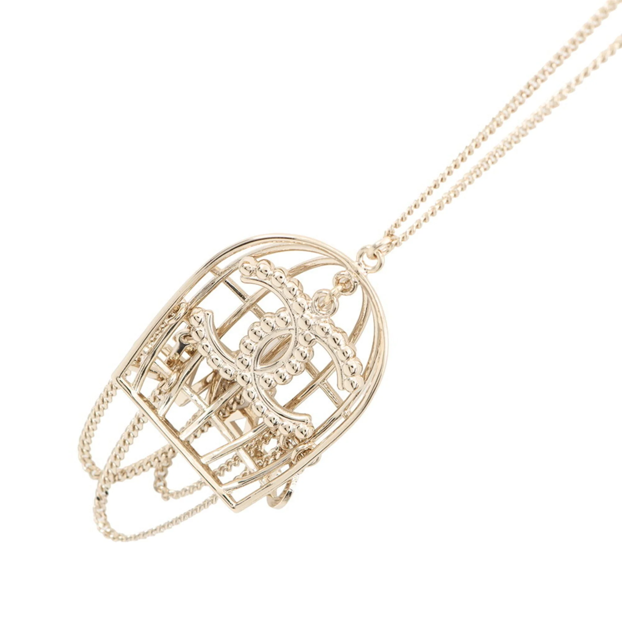 CC Logo Pendant Necklace Gold-Tone Metal - Image 3