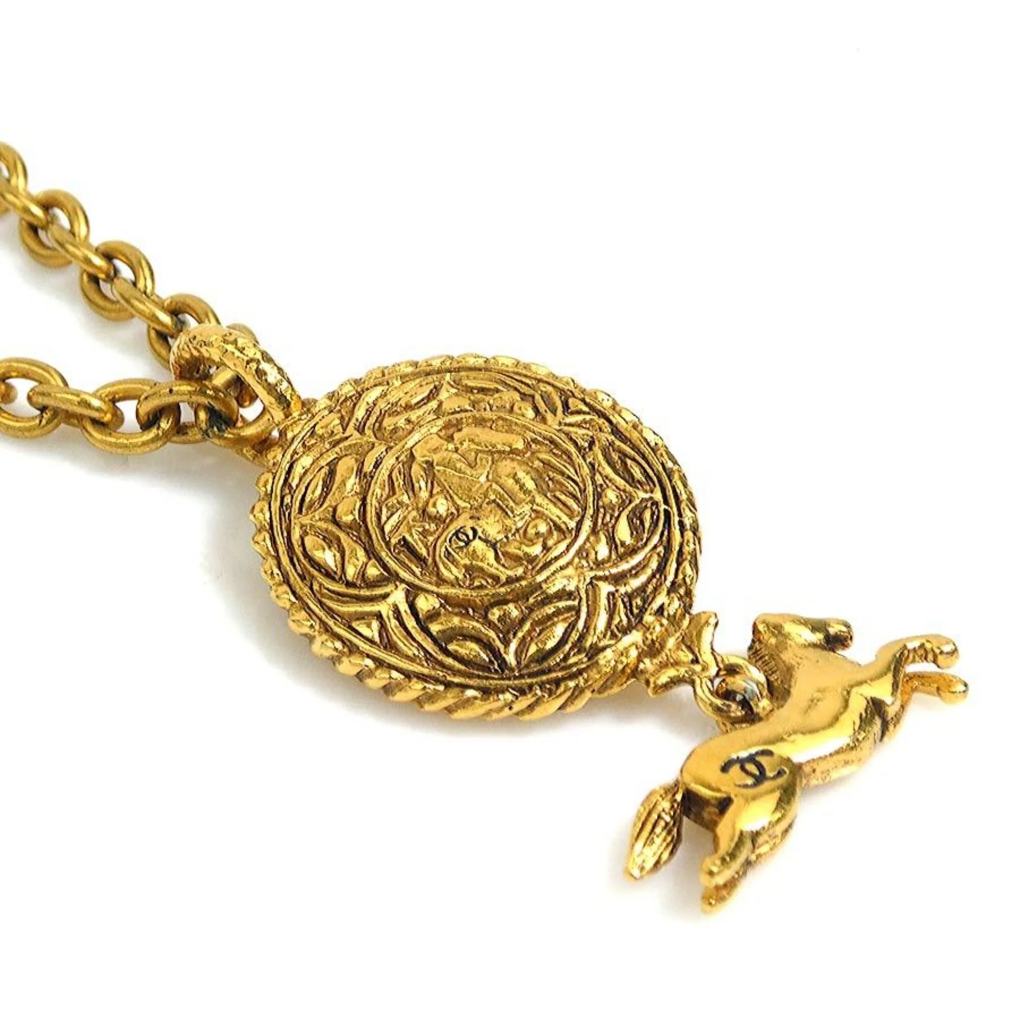 CC Logo Pendant Necklace Gold-Tone Metal - Image 2
