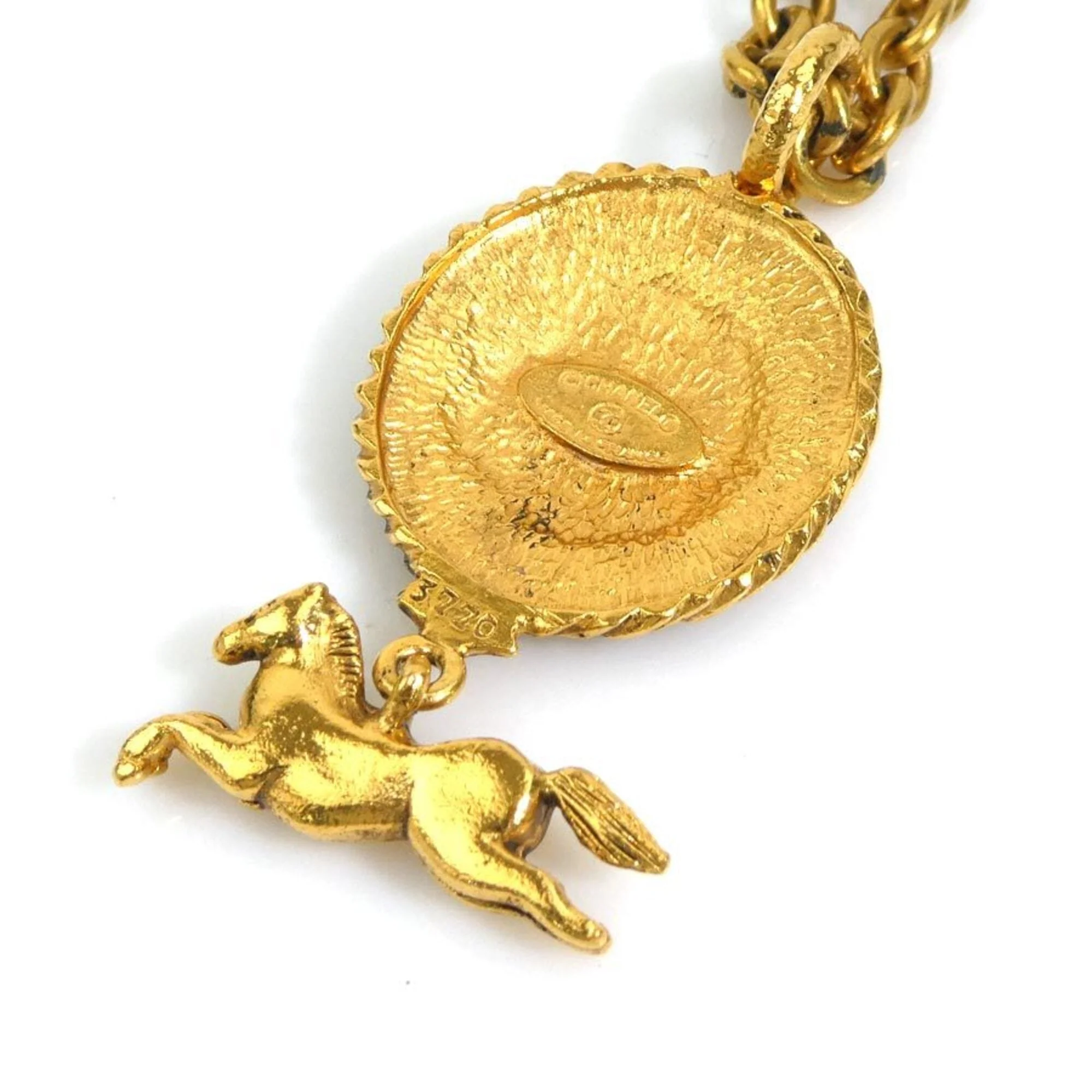 CC Logo Pendant Necklace Gold-Tone Metal - Image 4