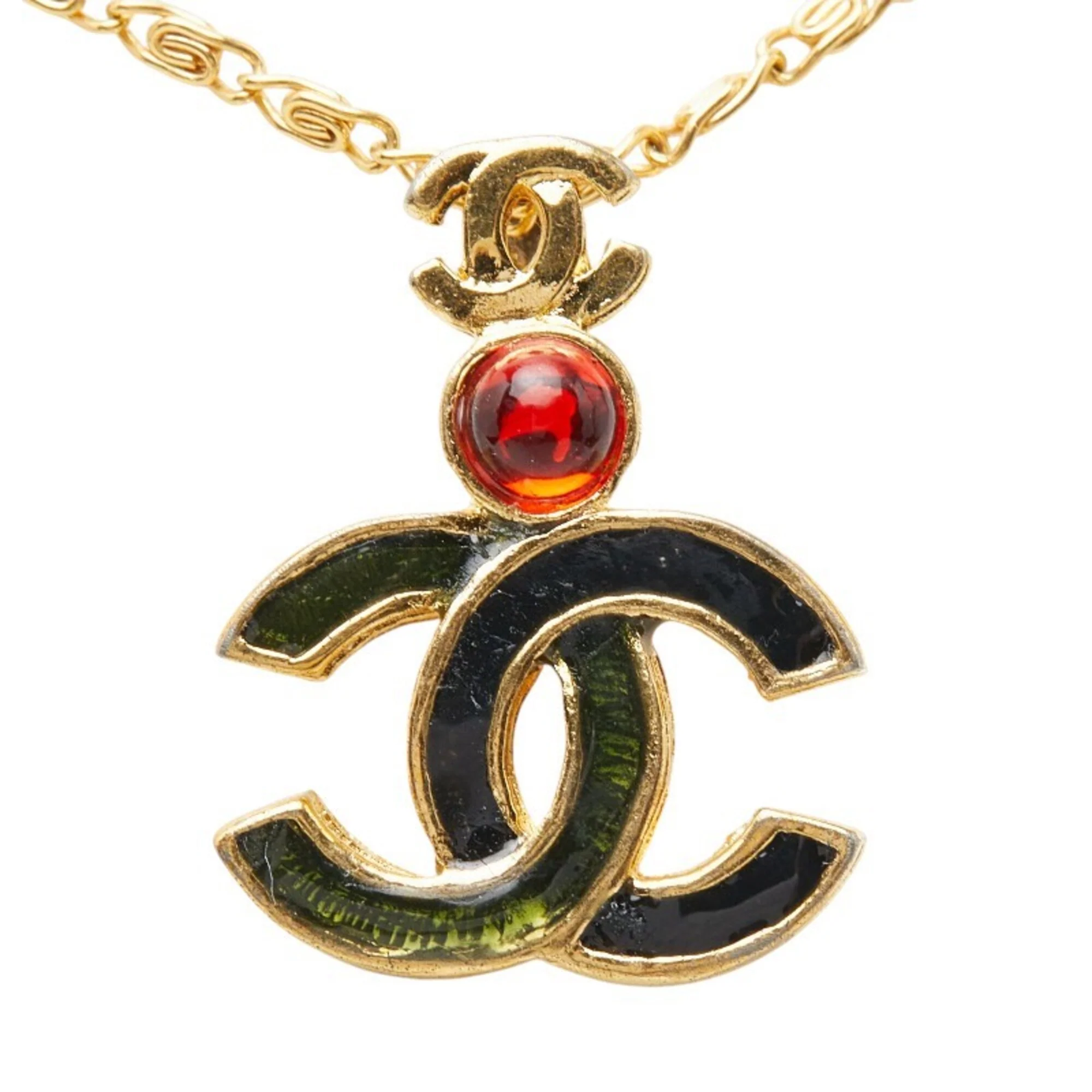 CC Logo Pendant Necklace Gold-Tone Metal - Image 2