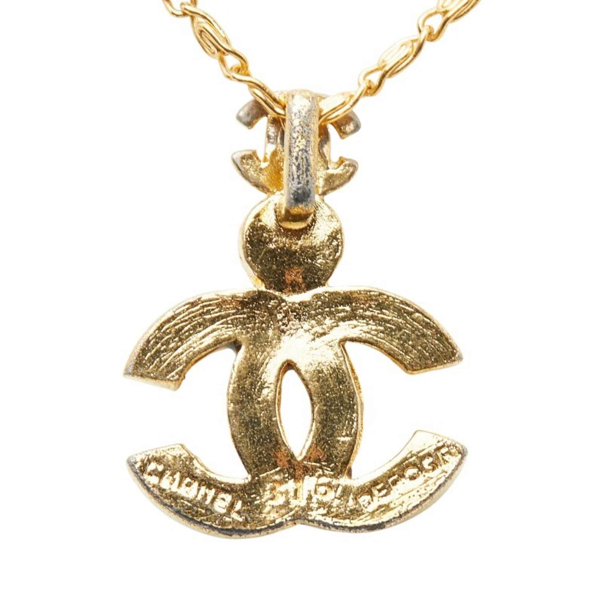 CC Logo Pendant Necklace Gold-Tone Metal - Image 3