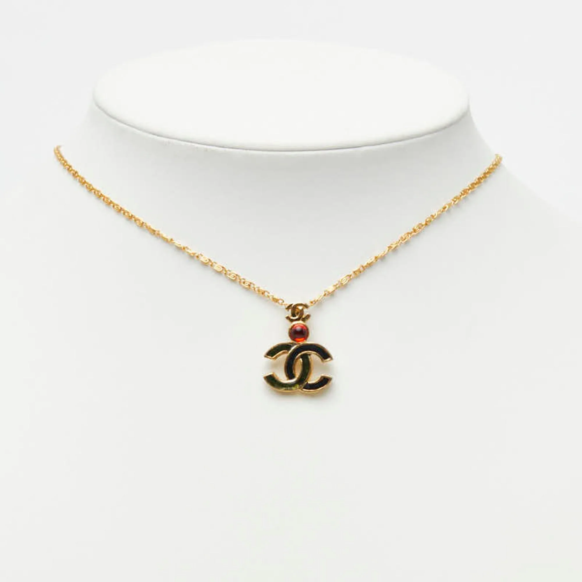 CC Logo Pendant Necklace Gold-Tone Metal - Image 7