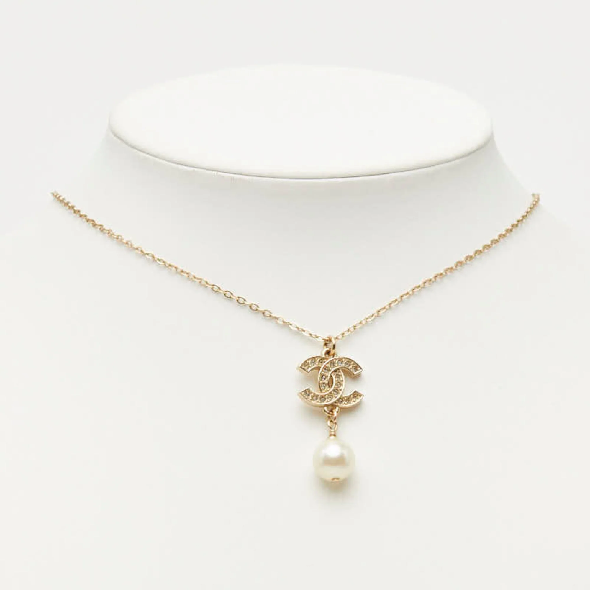 CC Logo Pendant Necklace Gold-Tone Metal - Image 7